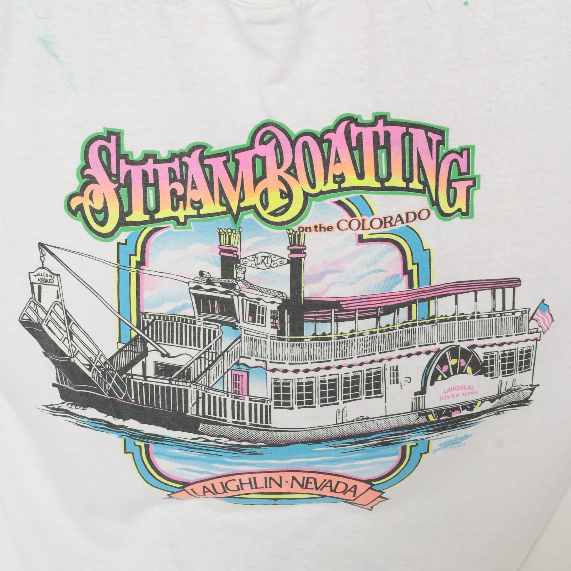 90s Edgewater Belle Steamboat Graphic T-Shirt Laughlin Nevada Wedding Tee Extra Large