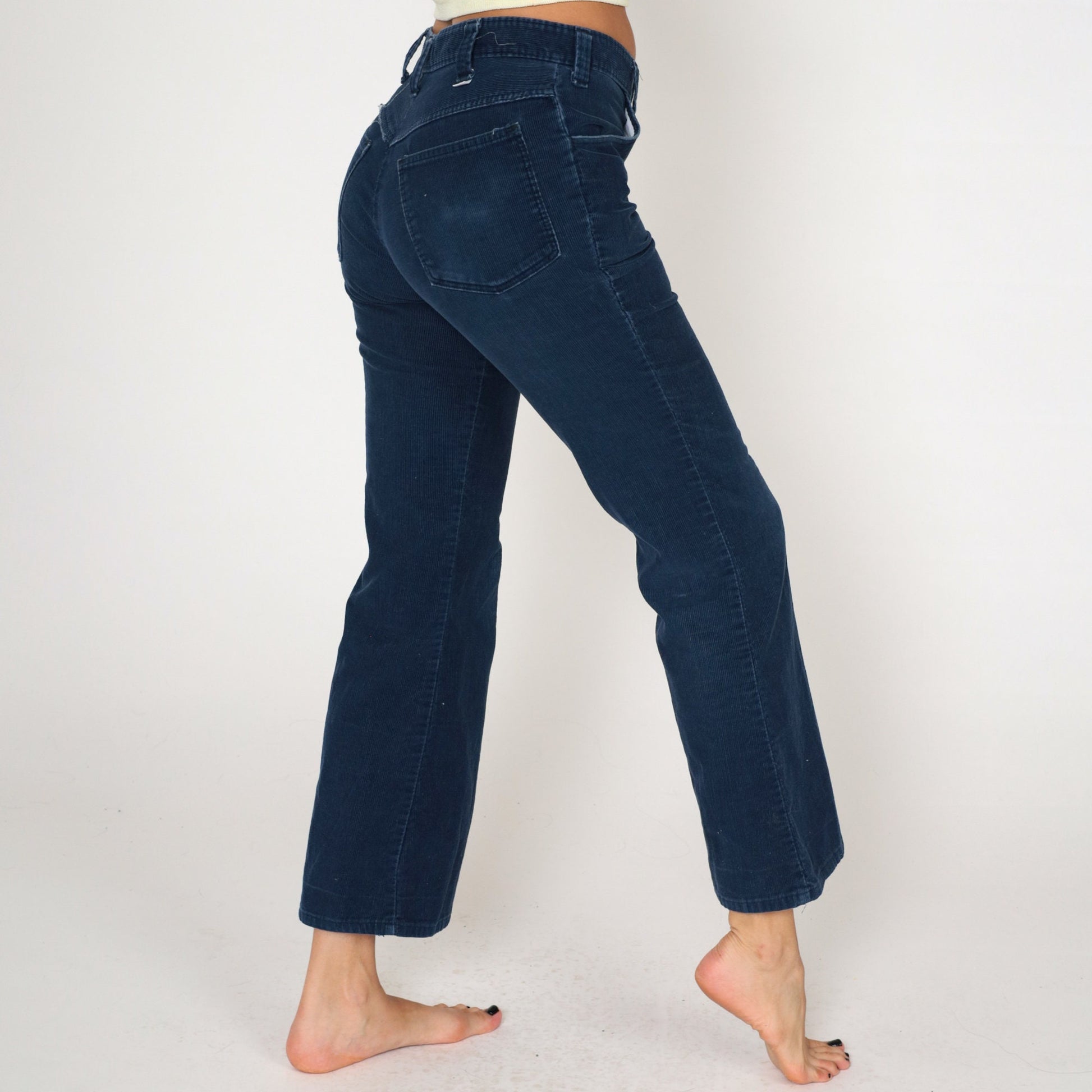 90s Dickies Navy Corduroy Bell Bottom Pants Mid Rise Small