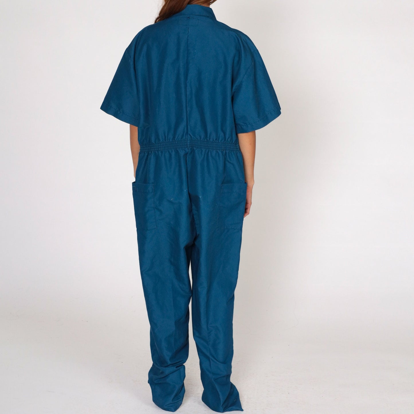 80s Blue Boiler Suit Coveralls Short Sleeve Workwear Jumpsuit Men's Large L