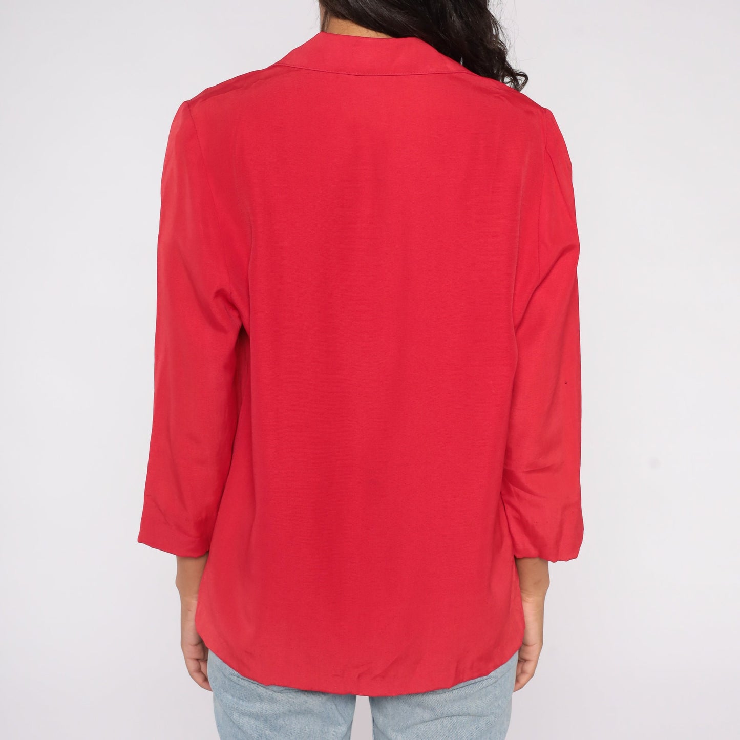 90s Casa Blanca Red Blazer Two Button Deep V Neckline Small 6