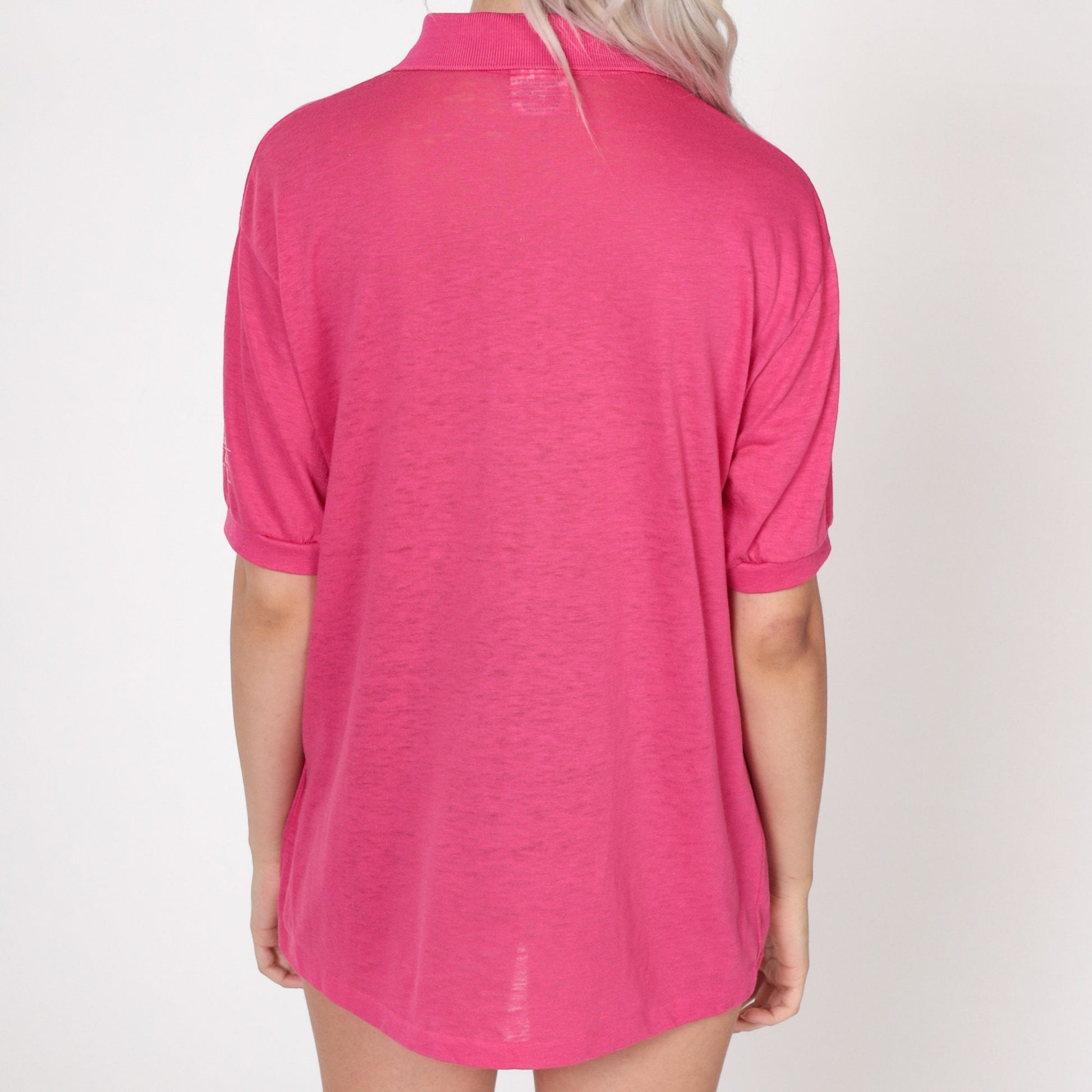 90s On The Waterfront Production Polo Shirt Pink Collared Medium