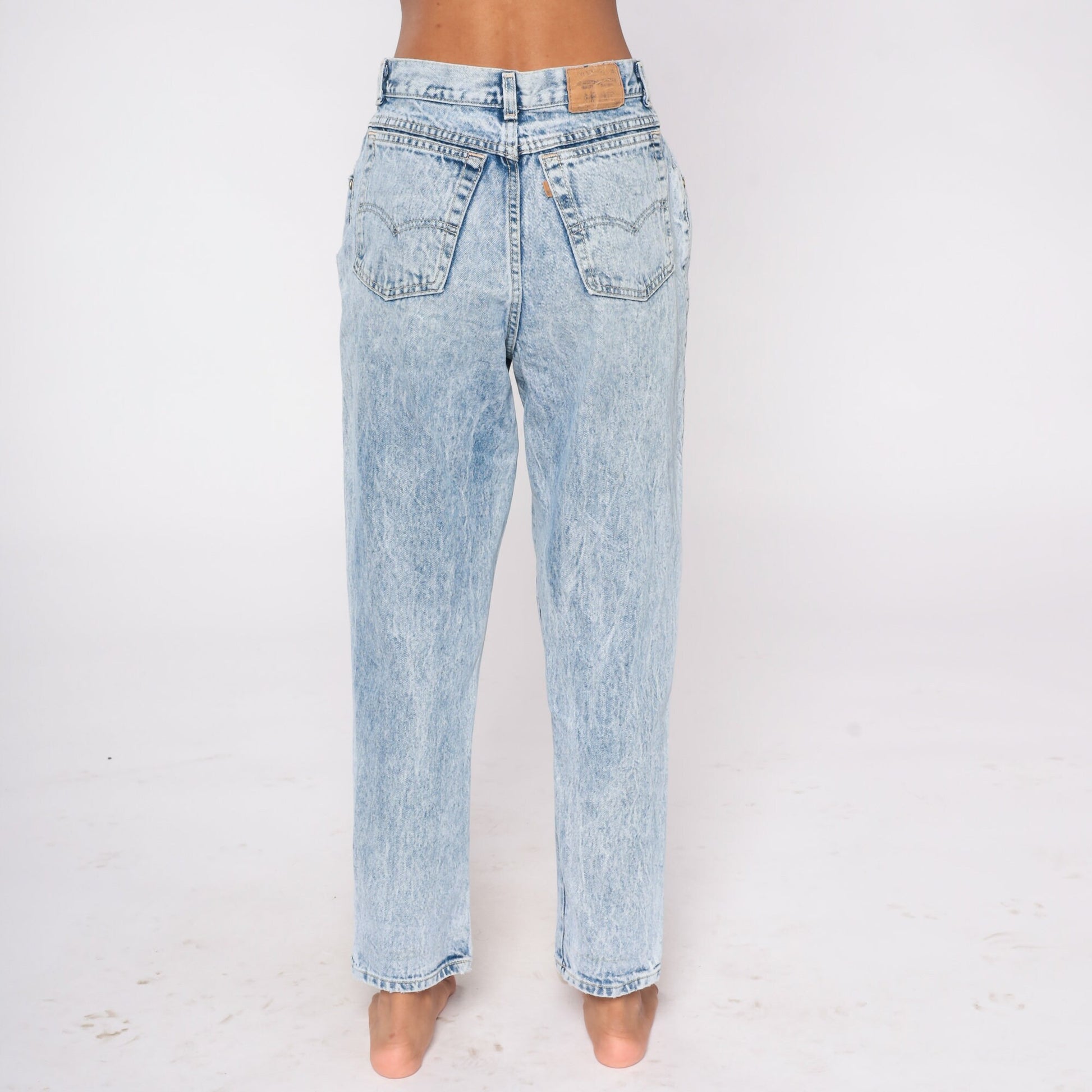 90s Levi's 573 Acid Wash High Waisted Tapered Jeans Small