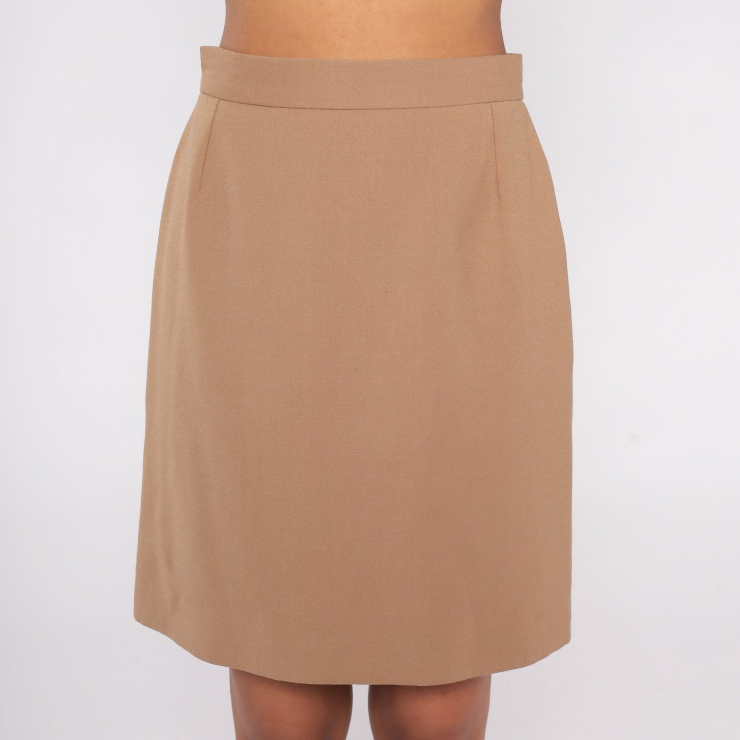 Dolce & Gabbana 90s Tan Wool Pencil Mini Skirt High Waist Small