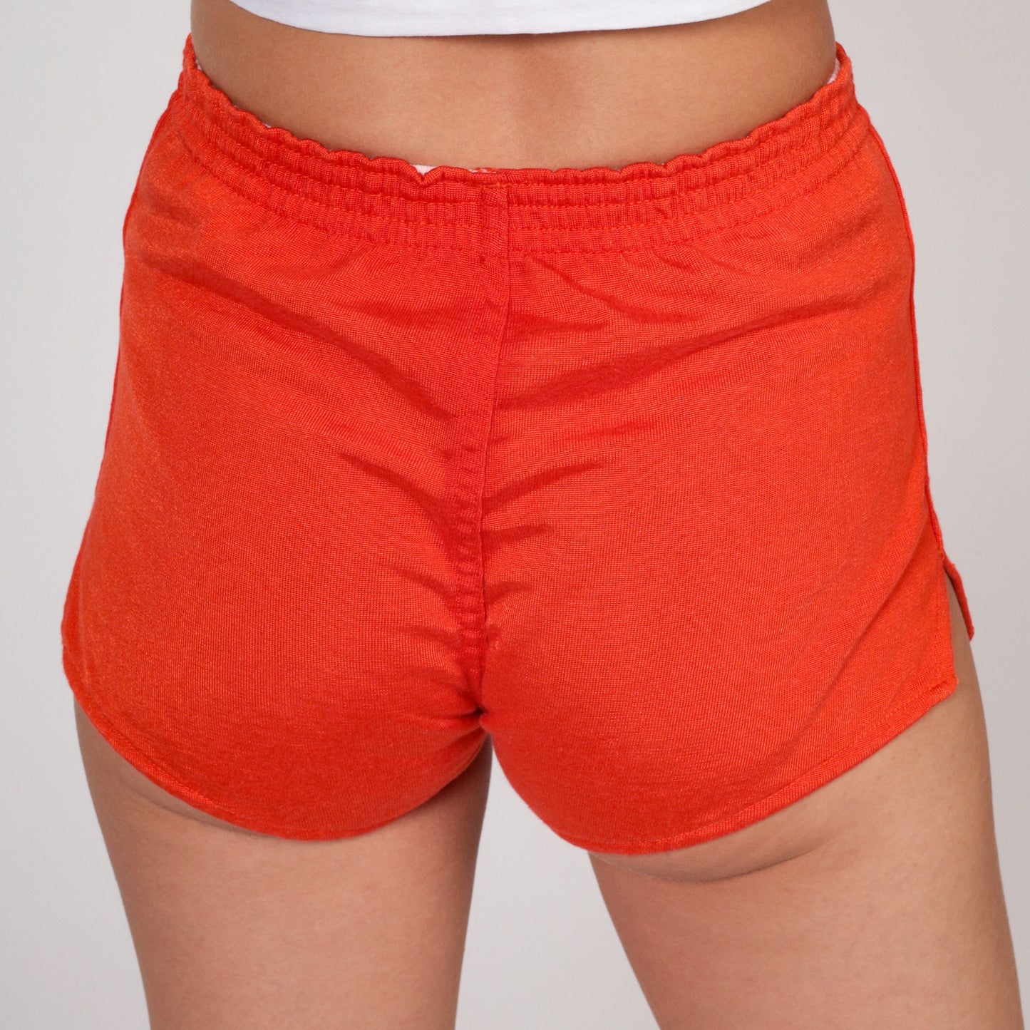 70s Orange Nylon Hotpants Side Slit Shorts Extra Small XS