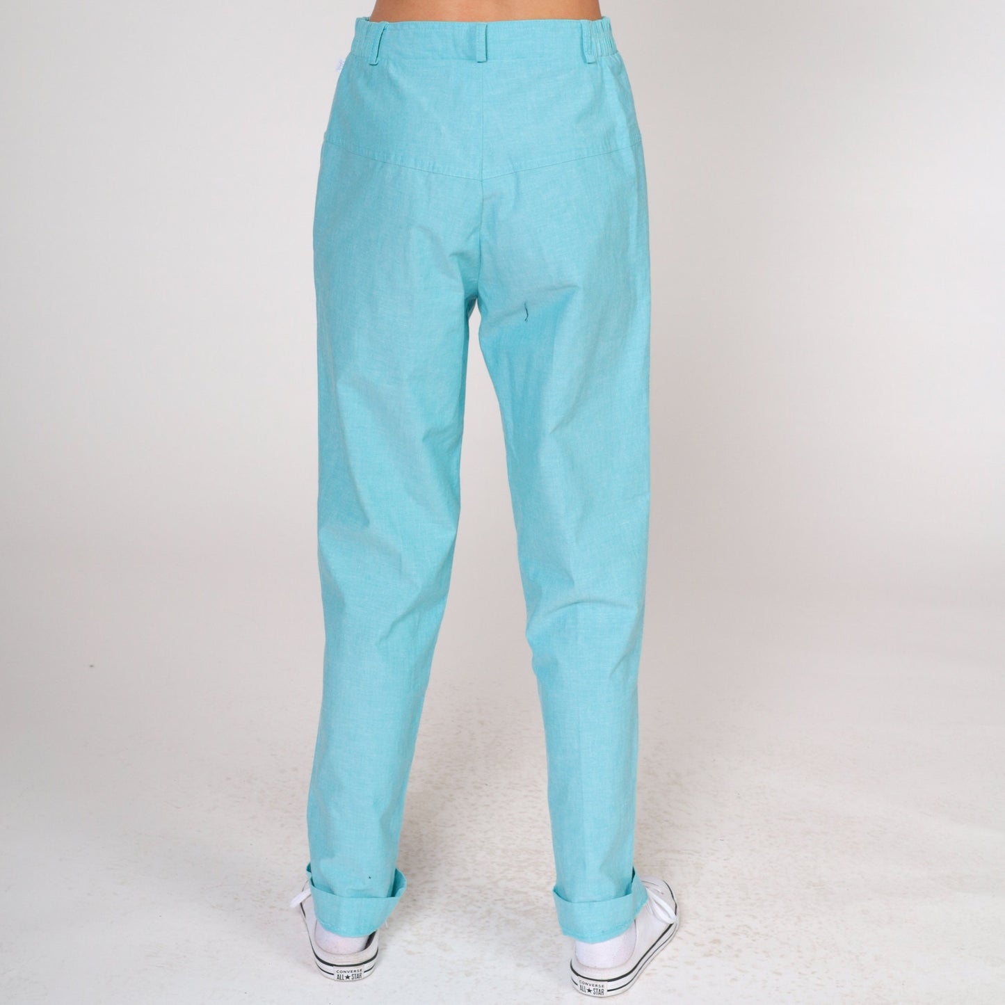80s Lily's of Beverly Hills High-Waisted Tapered Trousers Bright Blue Small