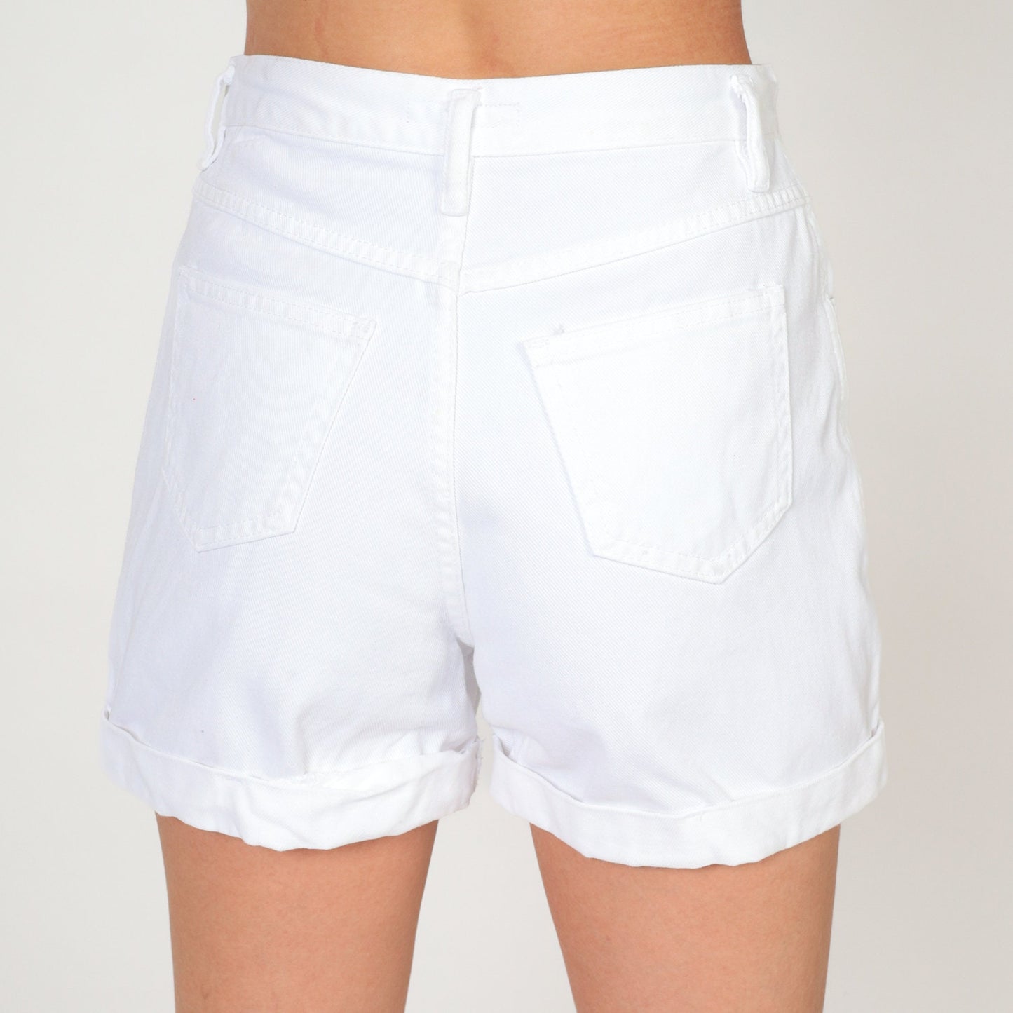 Y2K White Denim Shorts High Rise Button Fly Faded Glory Extra Small