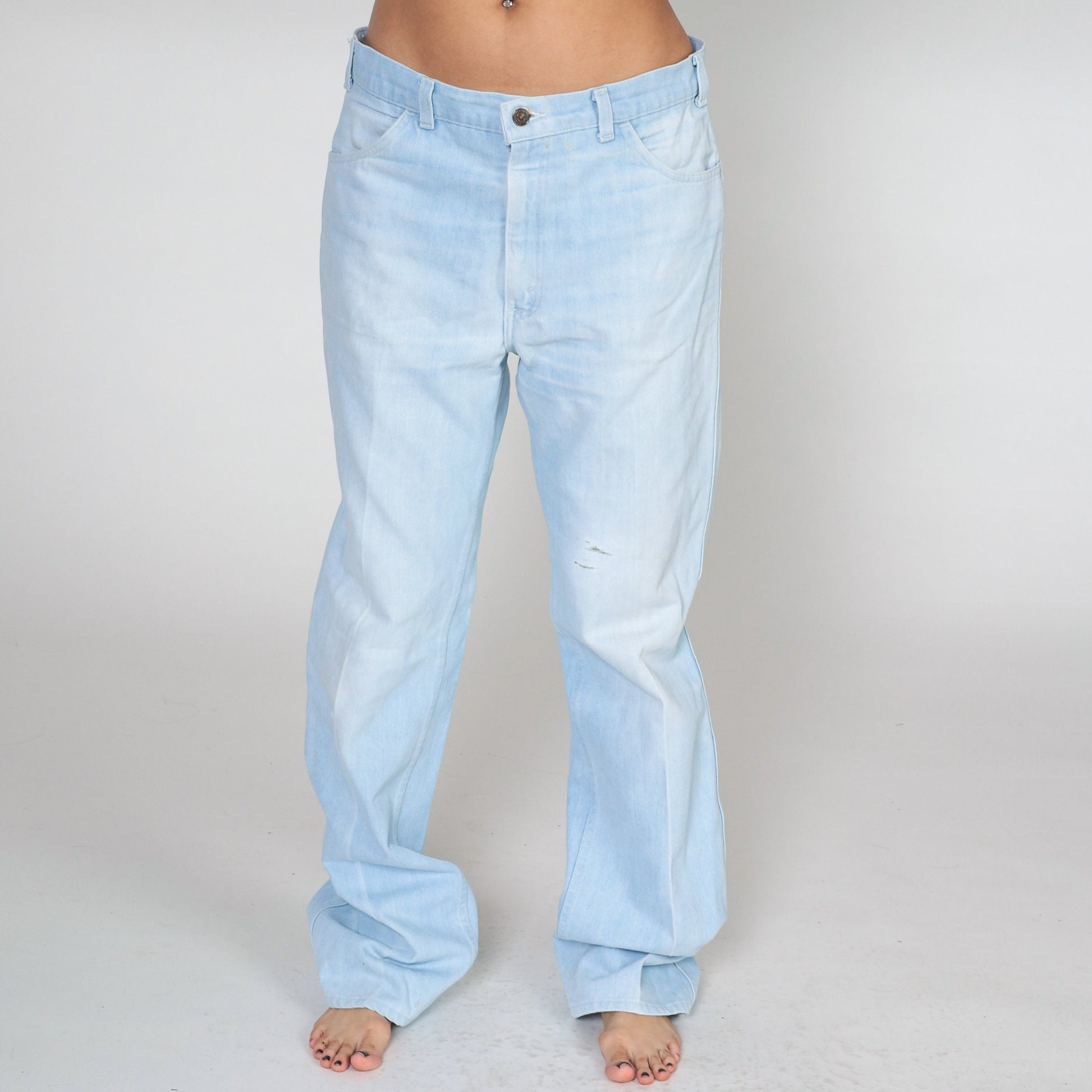 70s Levi's White Tab High Rise Straight Leg Jeans Light Wash Men's 36x34