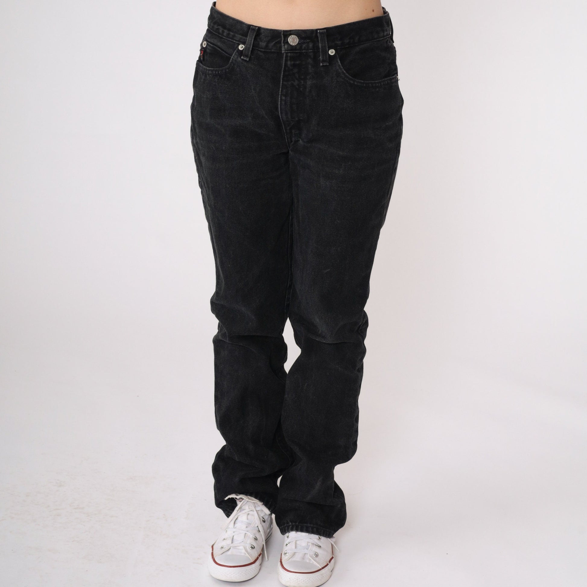 90s Guess Black Denim Boyfriend Jeans Mid Rise Cotton Medium 30