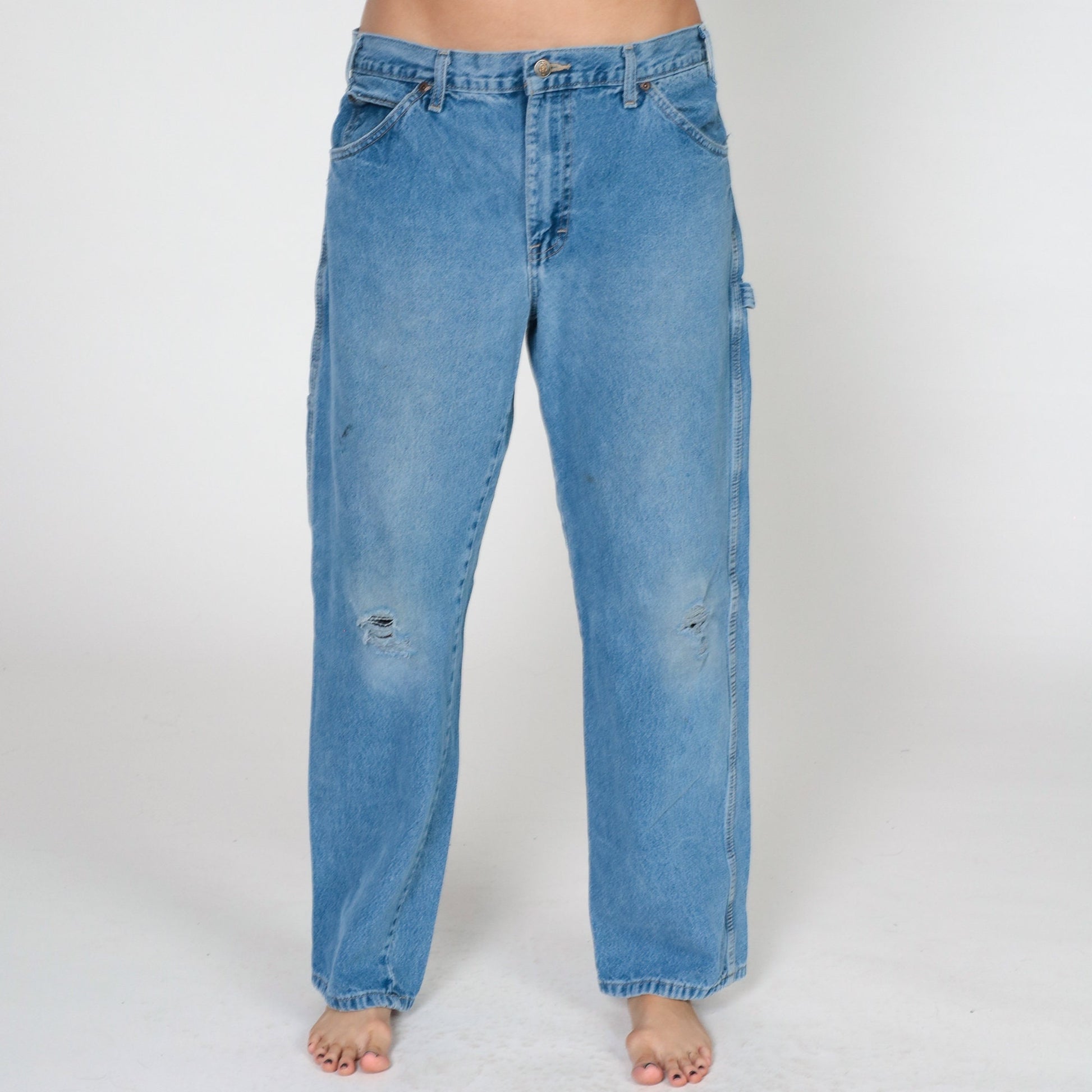 Dickies Carpenter Jeans 00s High Waisted Straight Leg Cargo Denim Blue 34x30