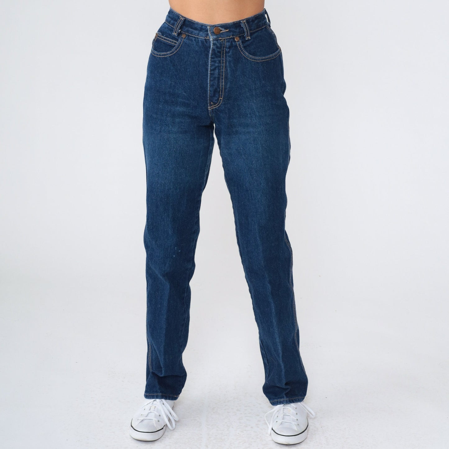 Calvin Klein 80s Dark Wash Tapered Jeans Mid Rise Denim Extra Small
