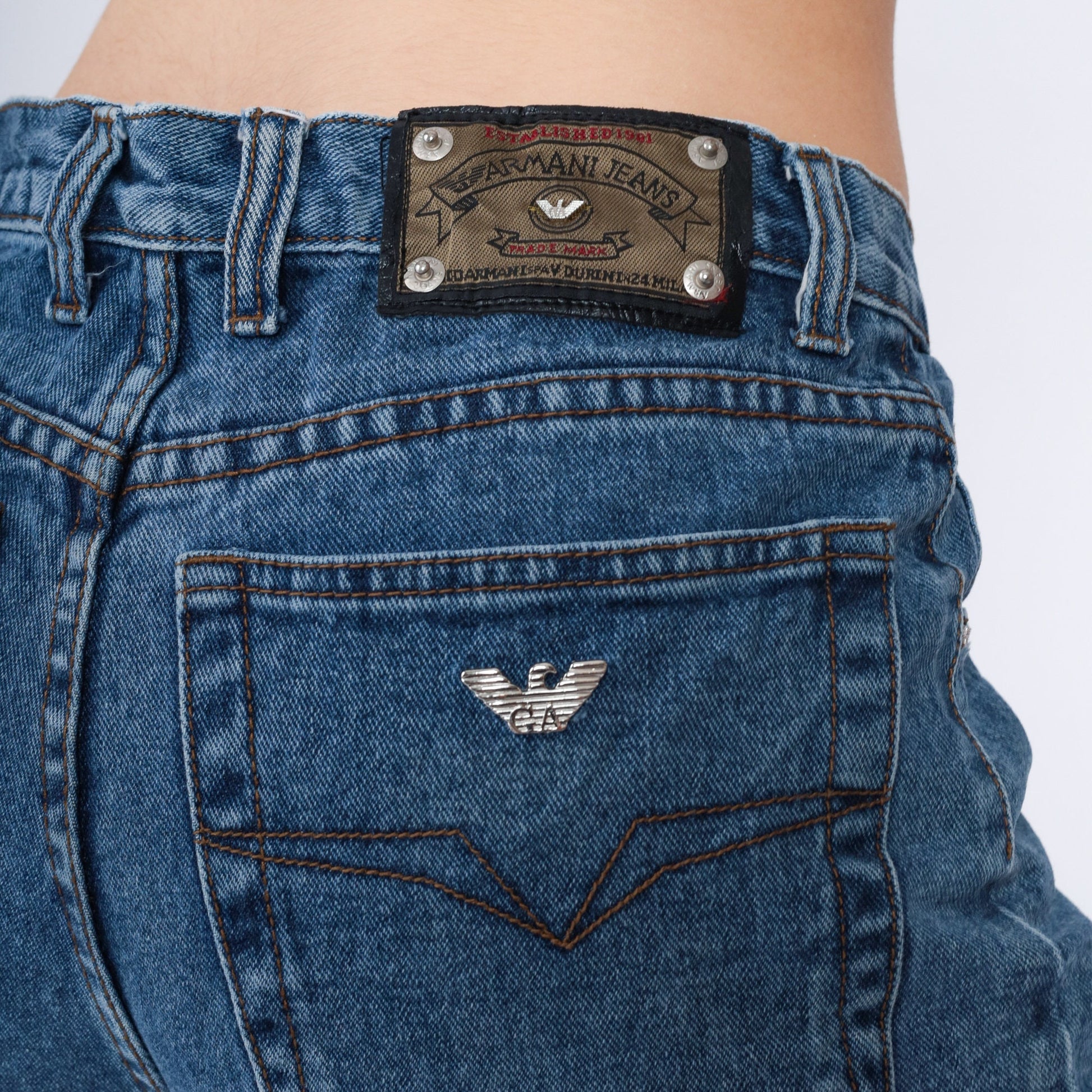 90s Armani Jeans High Waist Straight Leg Blue Denim Medium 30