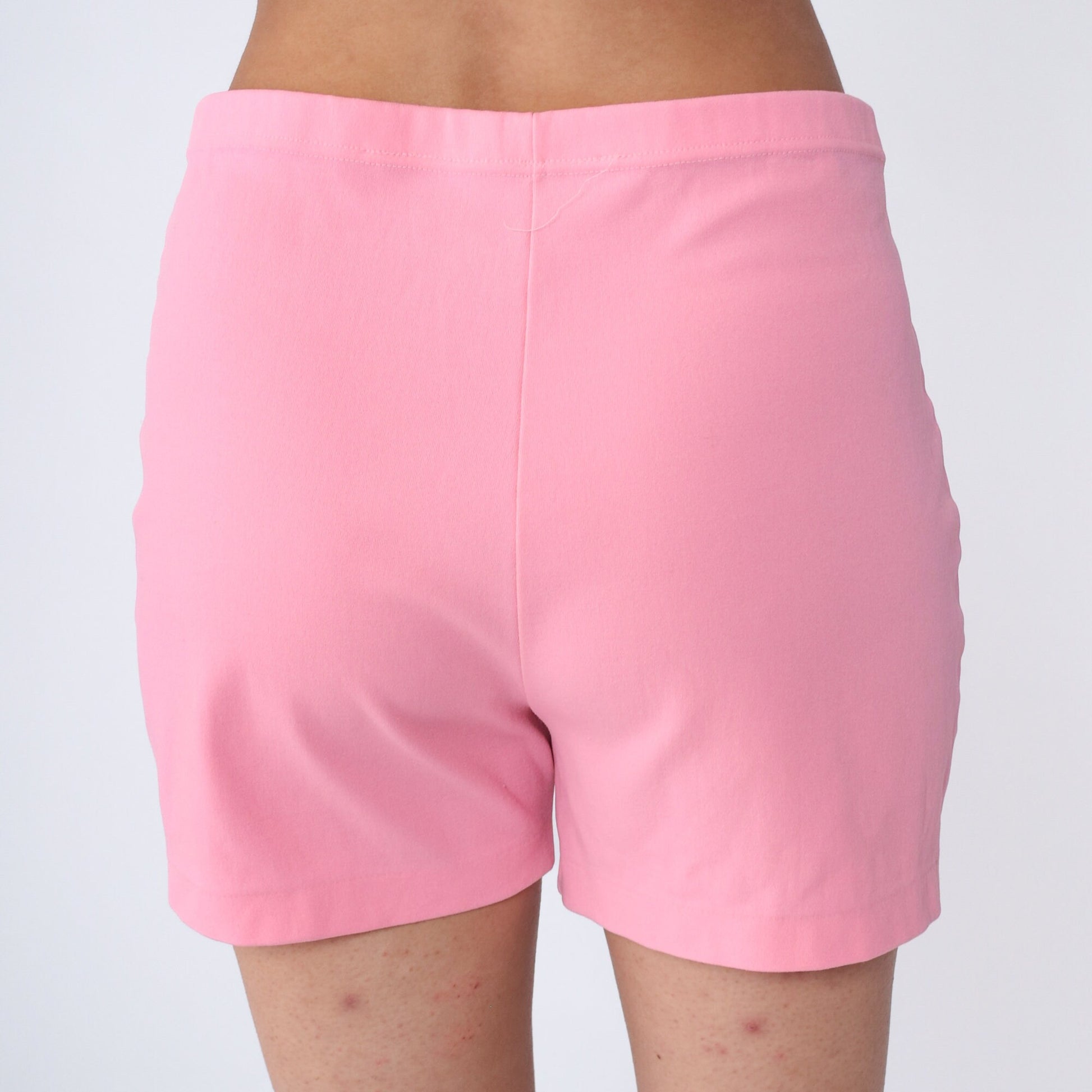 70s Baby Pink High-Waisted Shorts Polyester Knit Large L