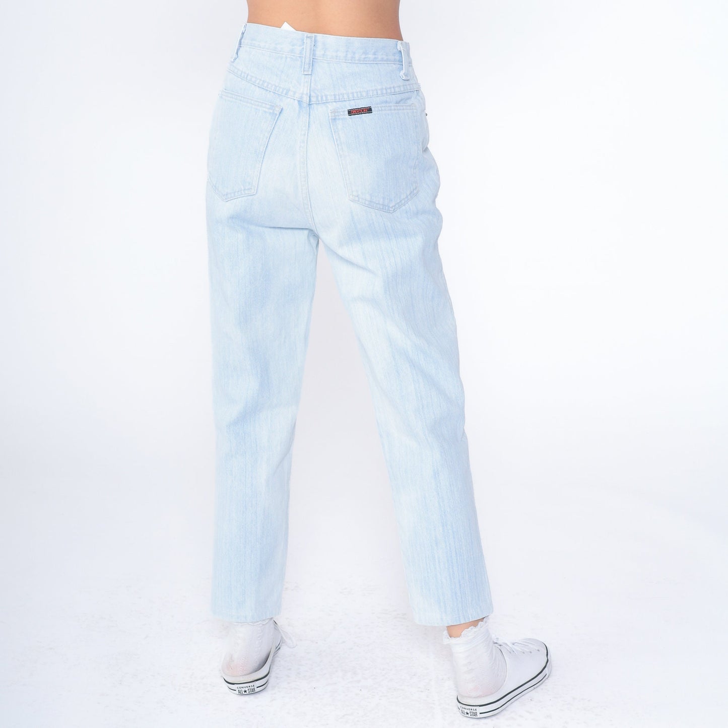 90s Sasson Light Wash High Waist Tapered Ankle Jeans Blue Denim Small