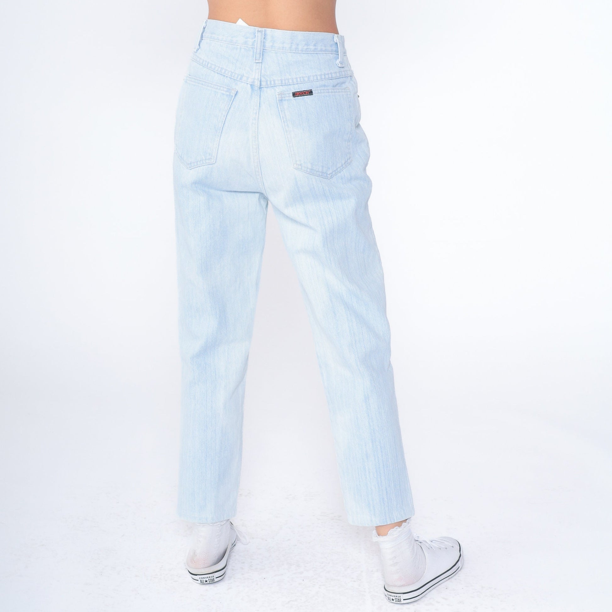 90s Sasson Light Wash High Waist Tapered Ankle Jeans Blue Denim Small