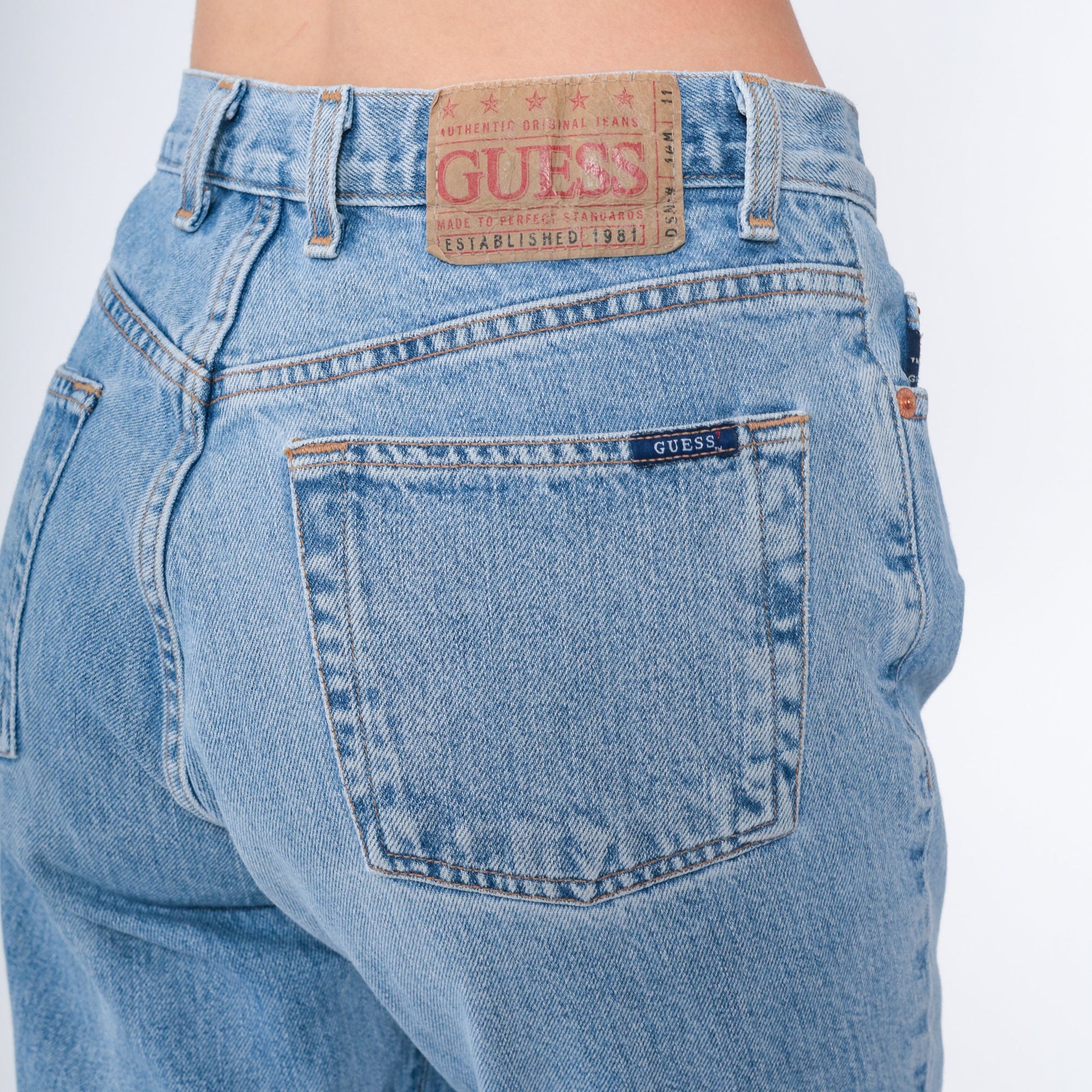 90s Guess Mid Rise Straight Crop Jeans Blue Denim Medium