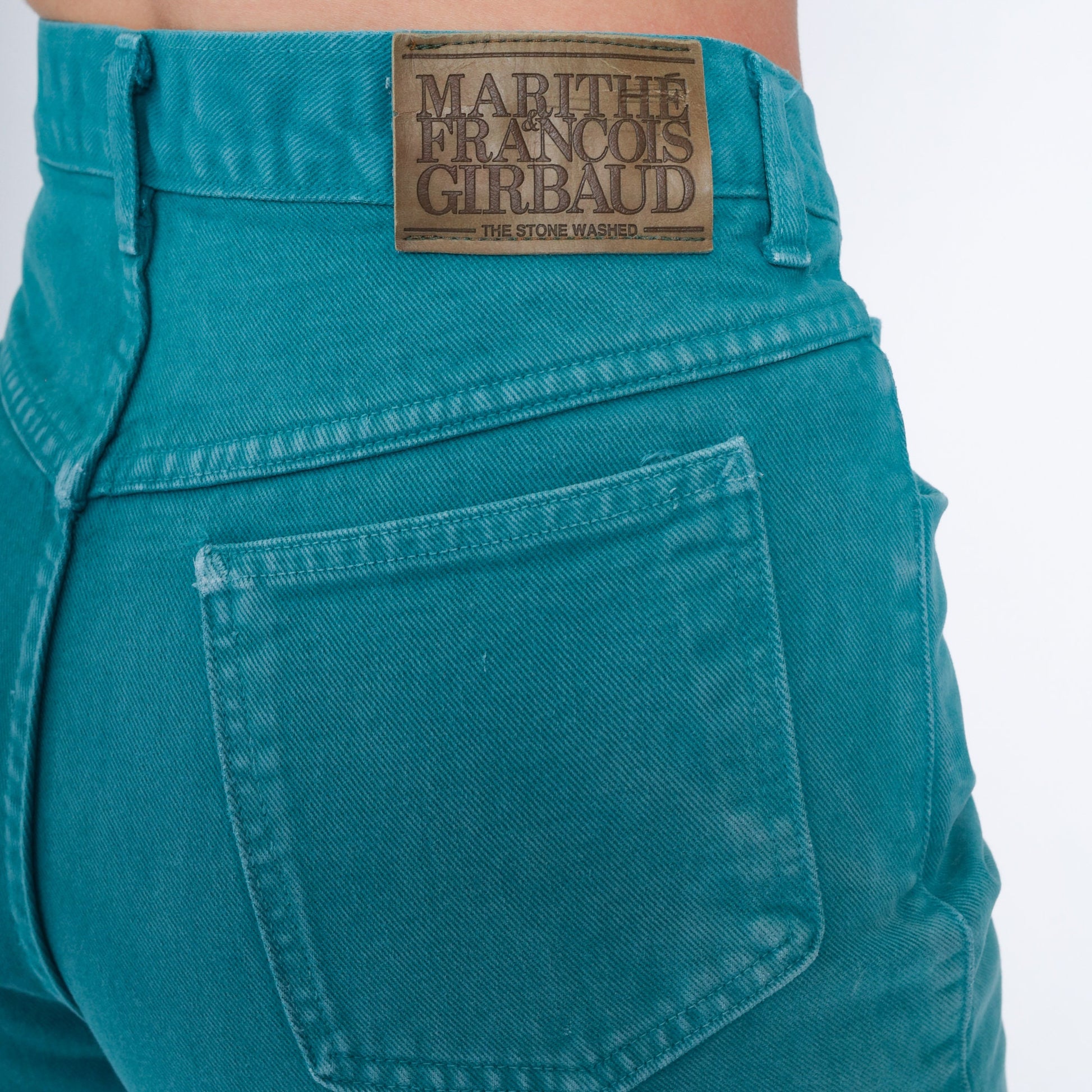 90s Girbaud Teal High-Waist Slim Tapered Ankle Jeans Extra Small XS