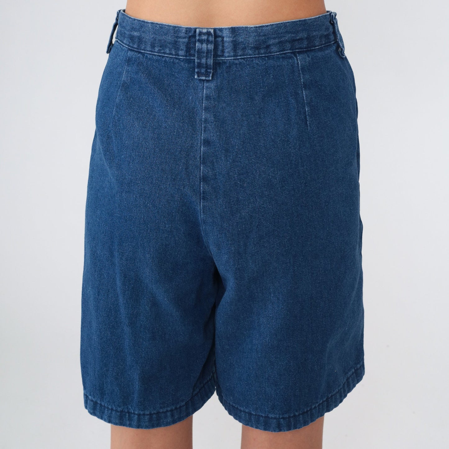 Y2K Riders Casuals High-Waist Denim Shorts Knee Length Blue Medium
