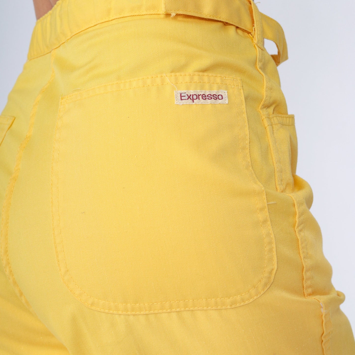 80s Yellow High-Waisted Straight Leg Pants Cotton Blend Medium