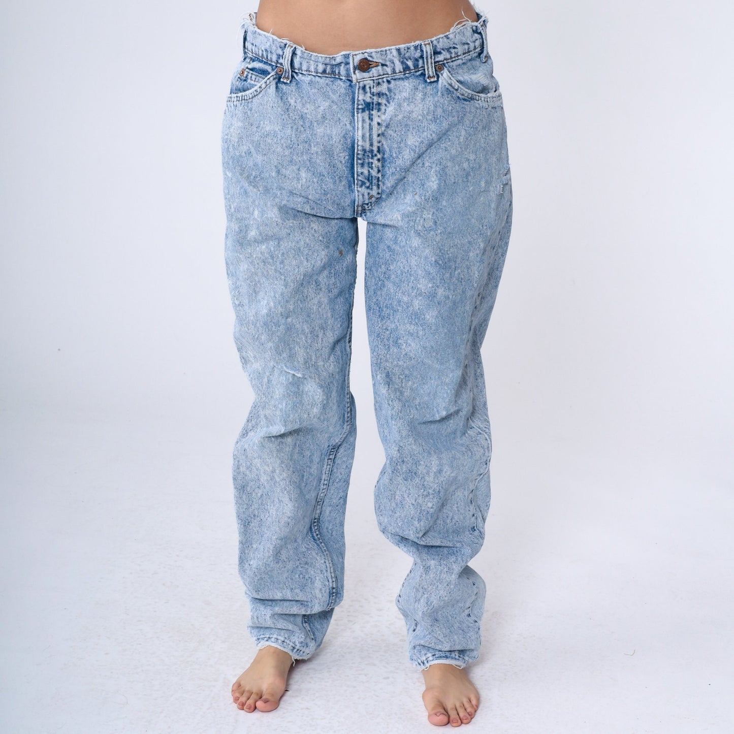 90s Levi's Acid Wash High Rise Jeans Tapered Denim Men's Large 36