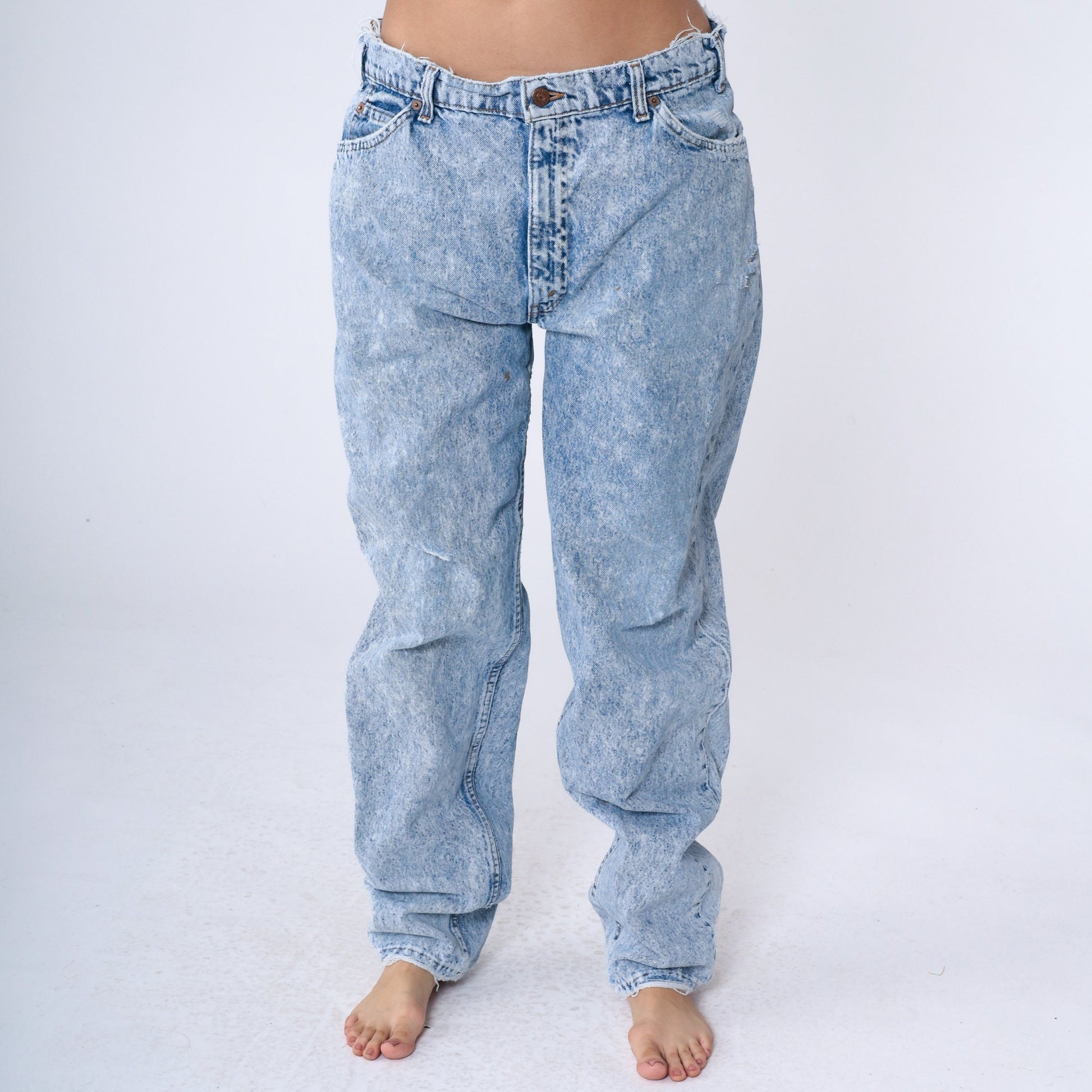 90s Levi's Acid Wash High Rise Jeans Tapered Denim Men's Large 36