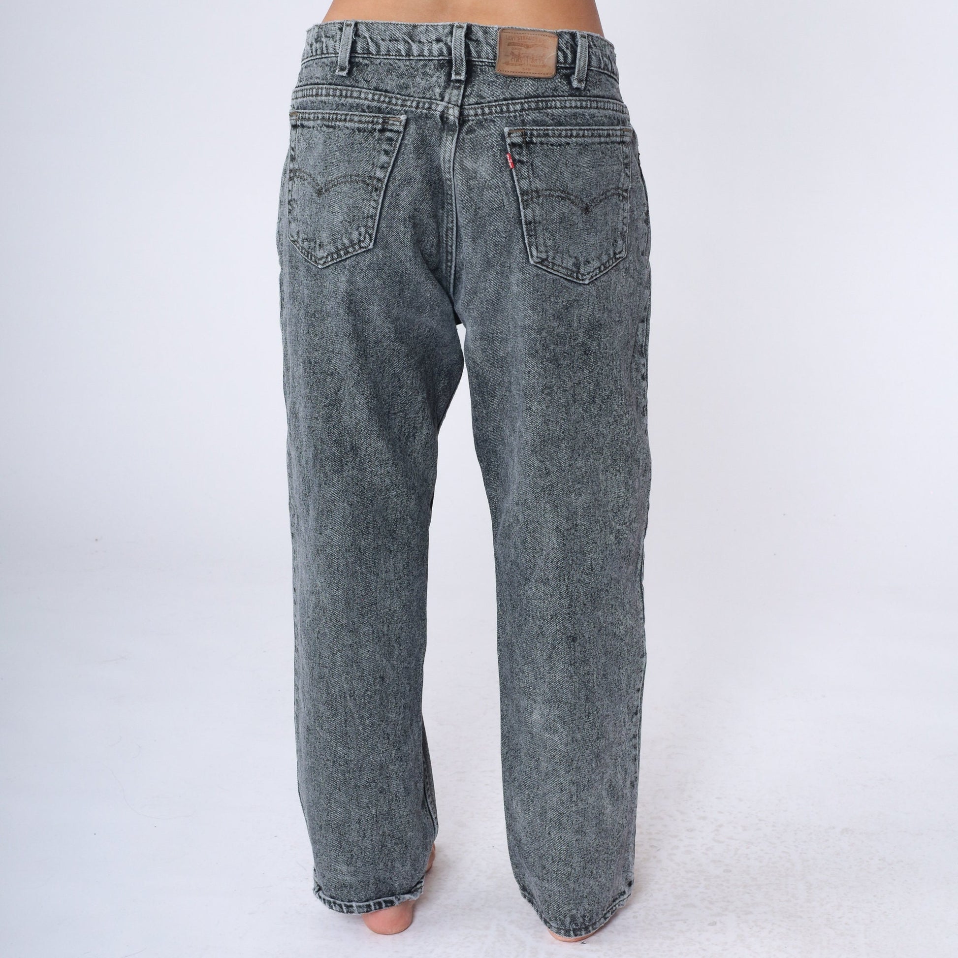 90s Levi's 540 Acid Wash Black Jeans High Waist Relaxed Straight Leg Men's 38x30