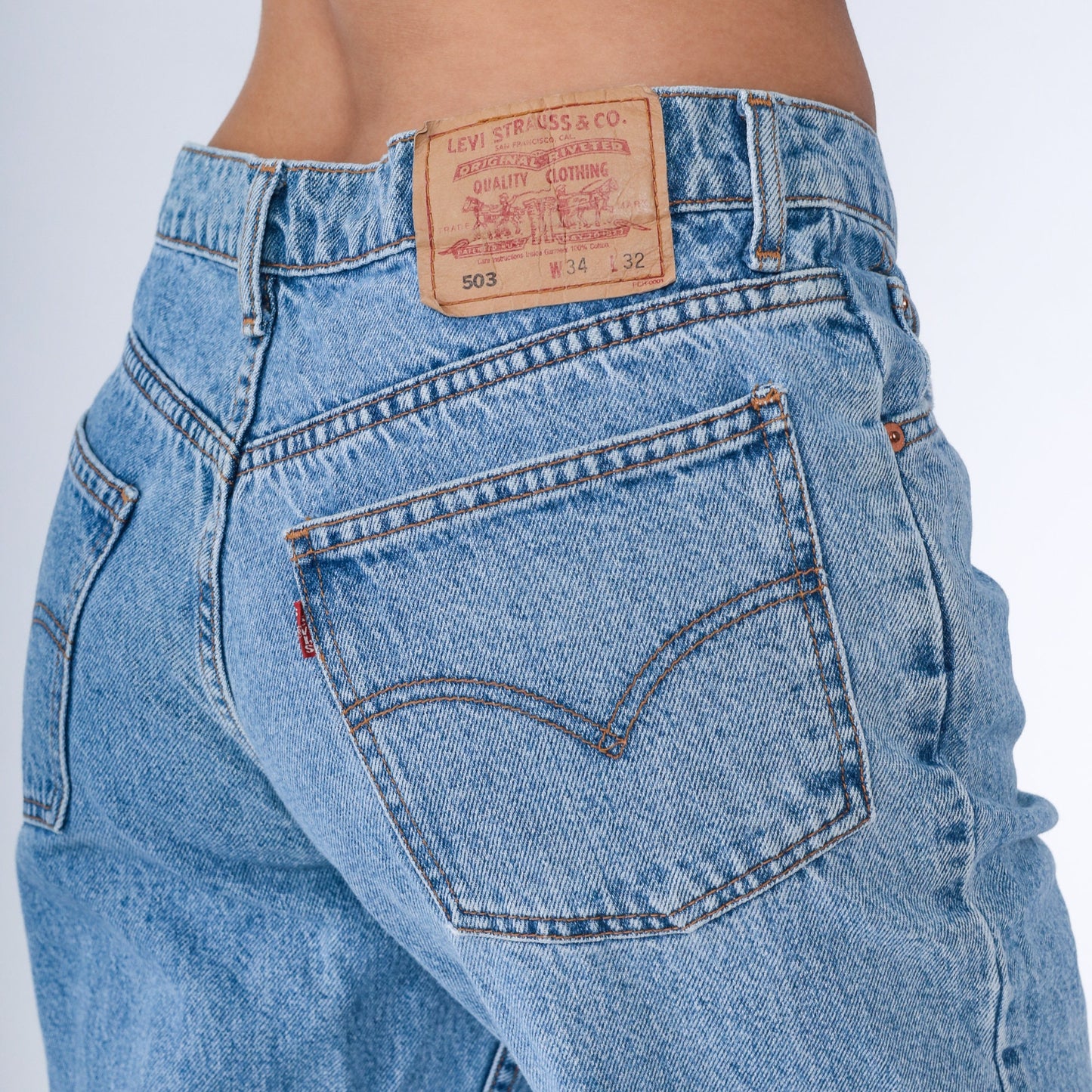 90s Levi's 503 Bootcut Jeans Blue Denim Mid Rise Men's 34
