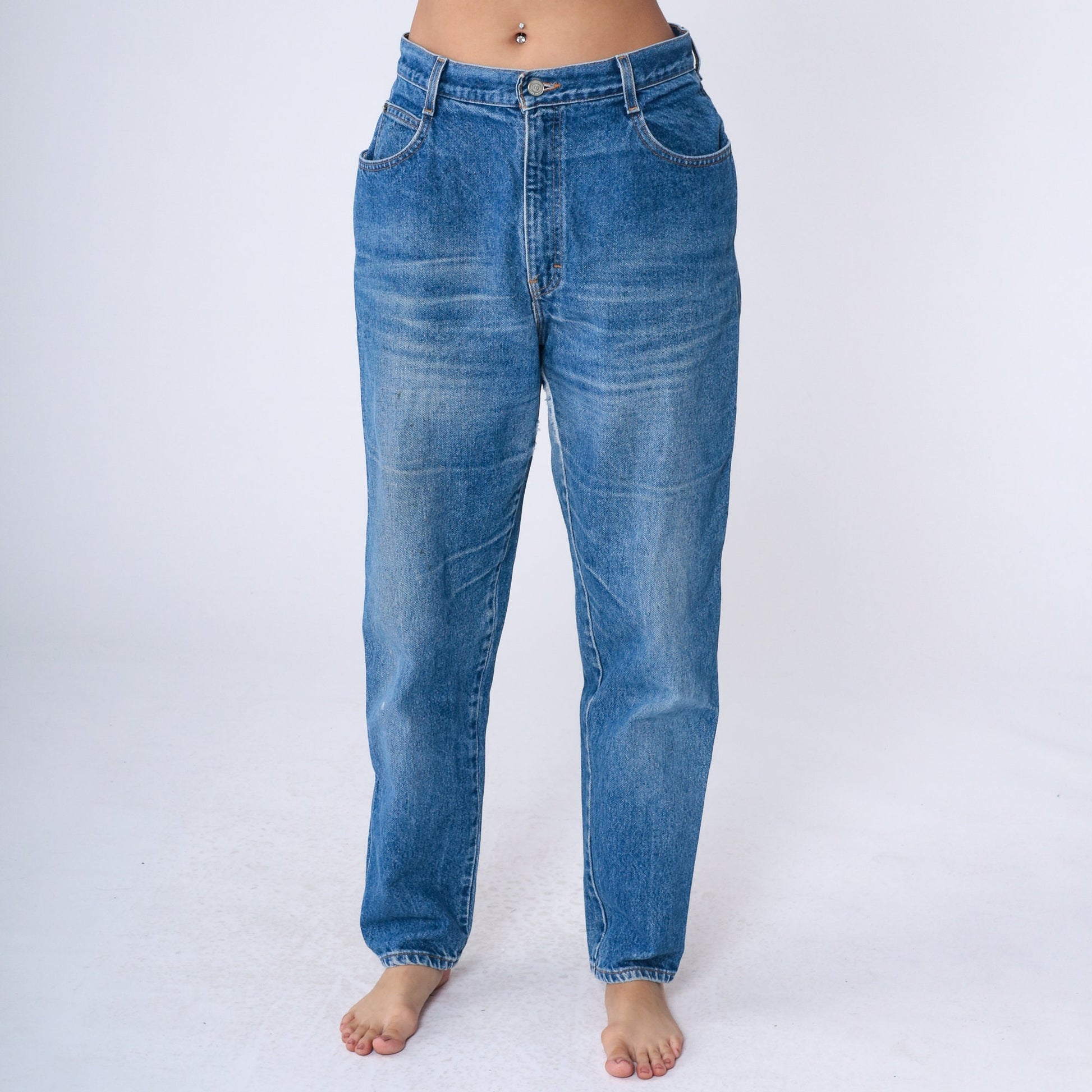 90s Gitano High Waisted Tapered Jeans Blue Denim Mom Jeans Large