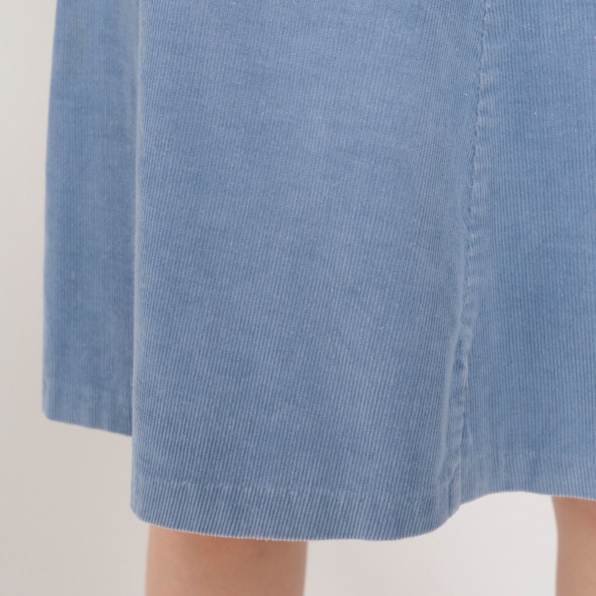 80s Blue Corduroy Midi Skirt High Waist A-Line Small