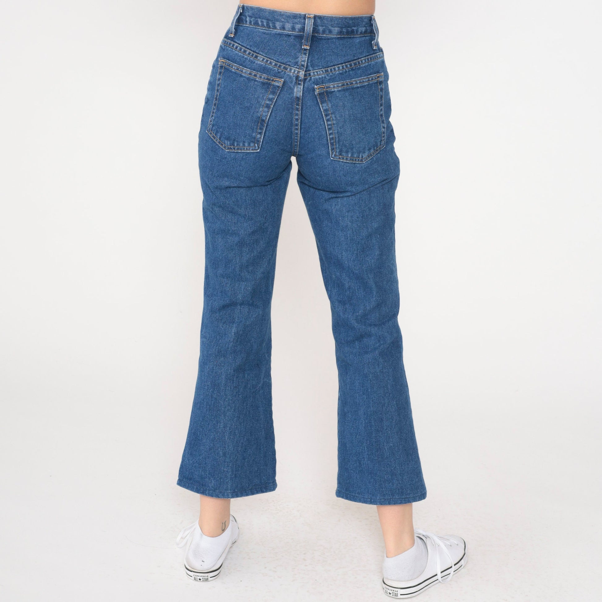 80s Carrera Flared Jeans Blue Denim Mid Rise 23 Waist XXS