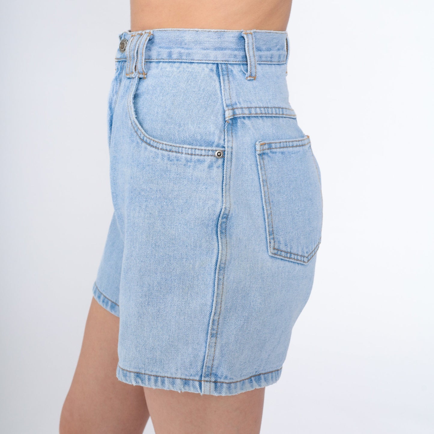 90s Beverly Hills Denim High-Waist Jean Shorts Blue Light Wash 2XS
