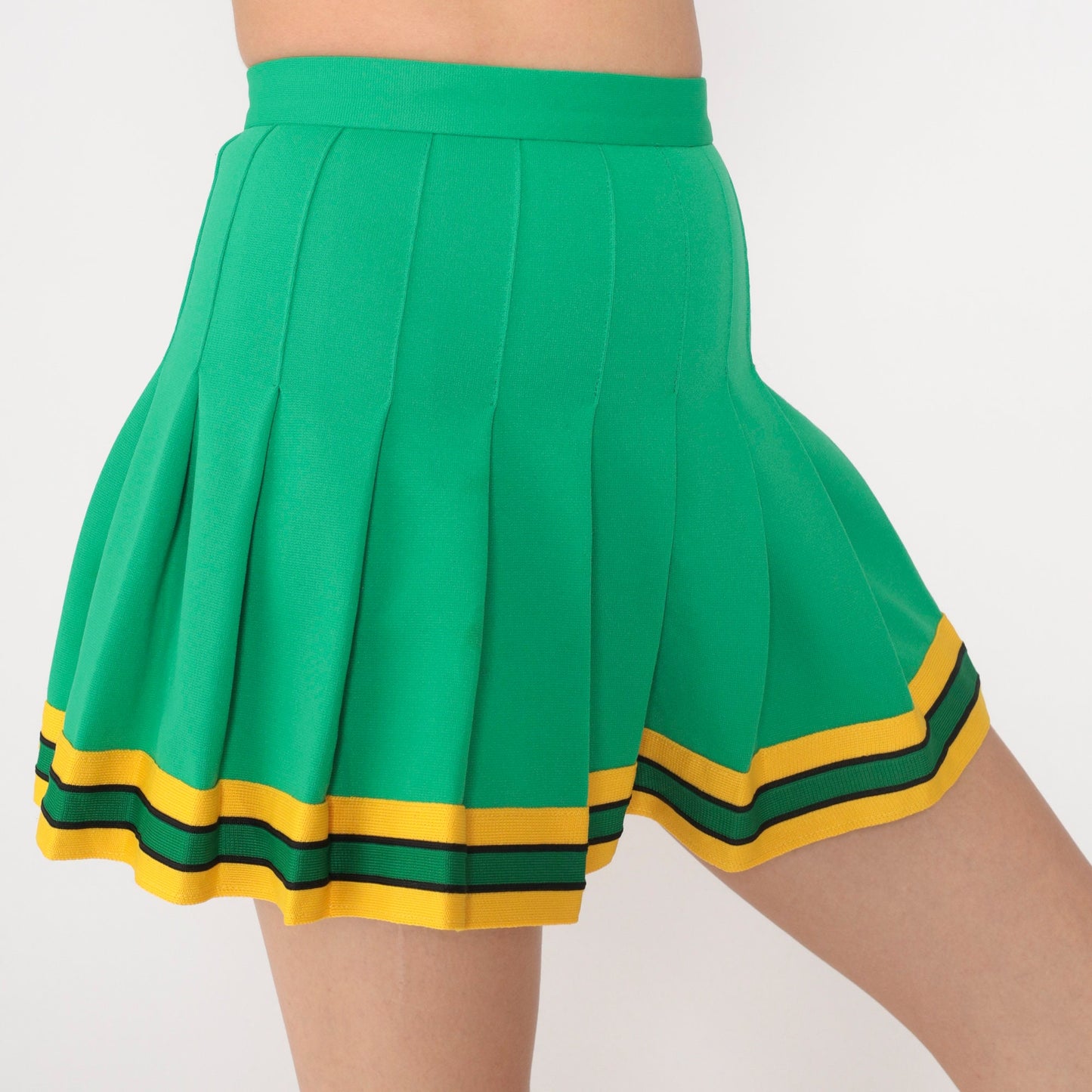 70s Green Pleated Mini Skirt High Waist Tennis Skirt 2XS