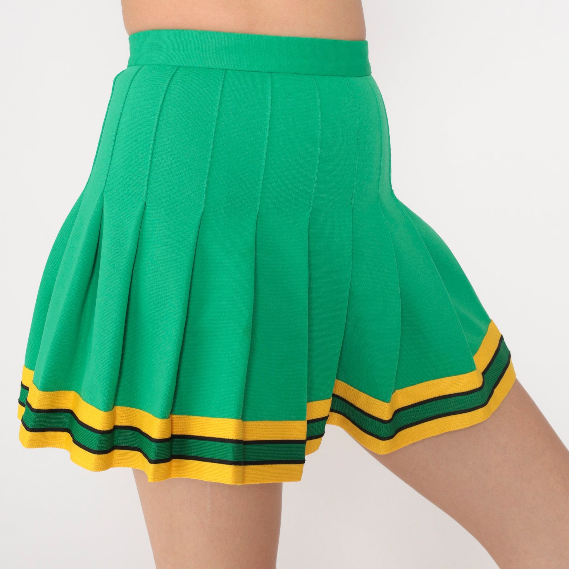 70s Green Pleated Mini Skirt High Waist Tennis Skirt 2XS