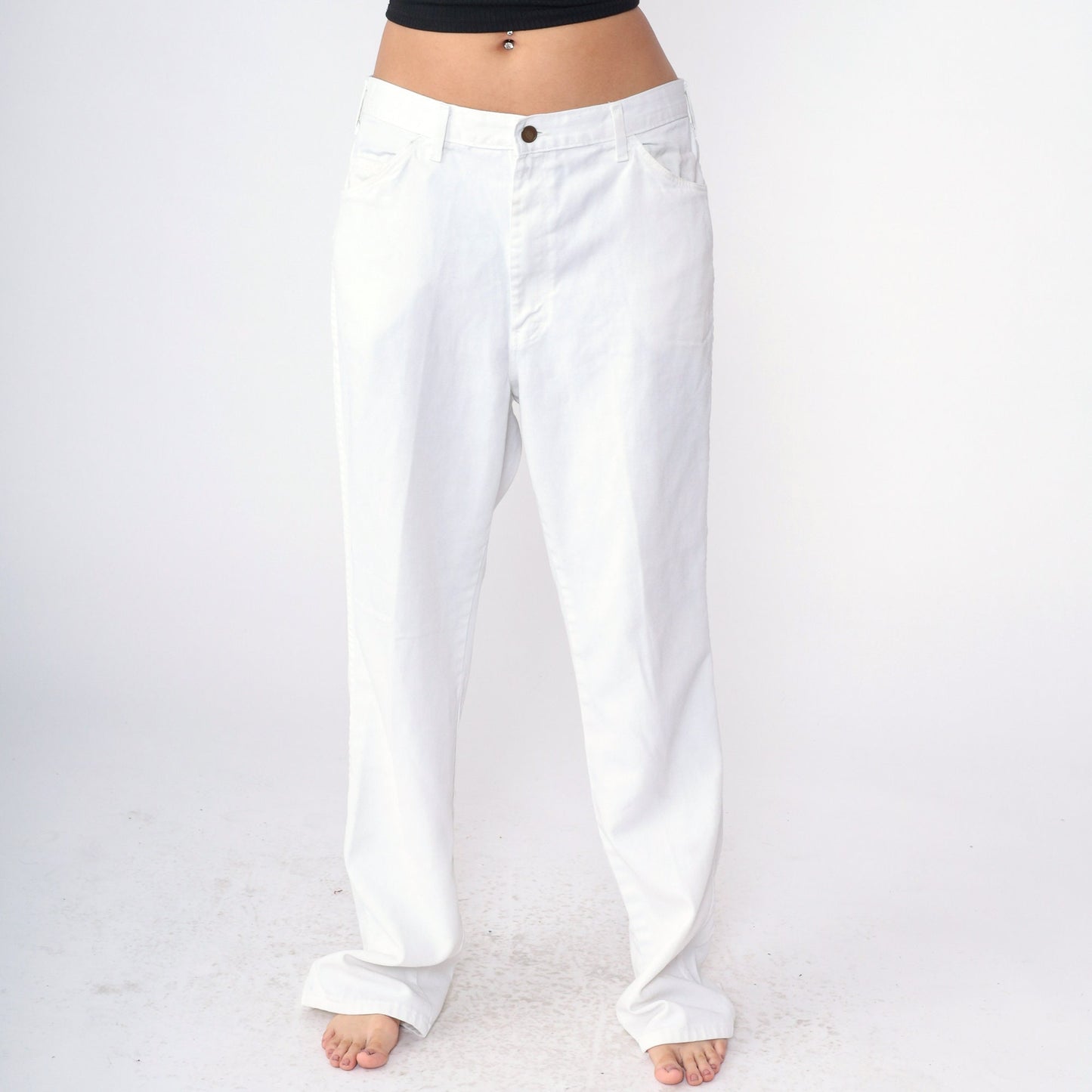 Y2K Dickies Painter's Pants White High-Waist Straight Leg Cotton 36x34