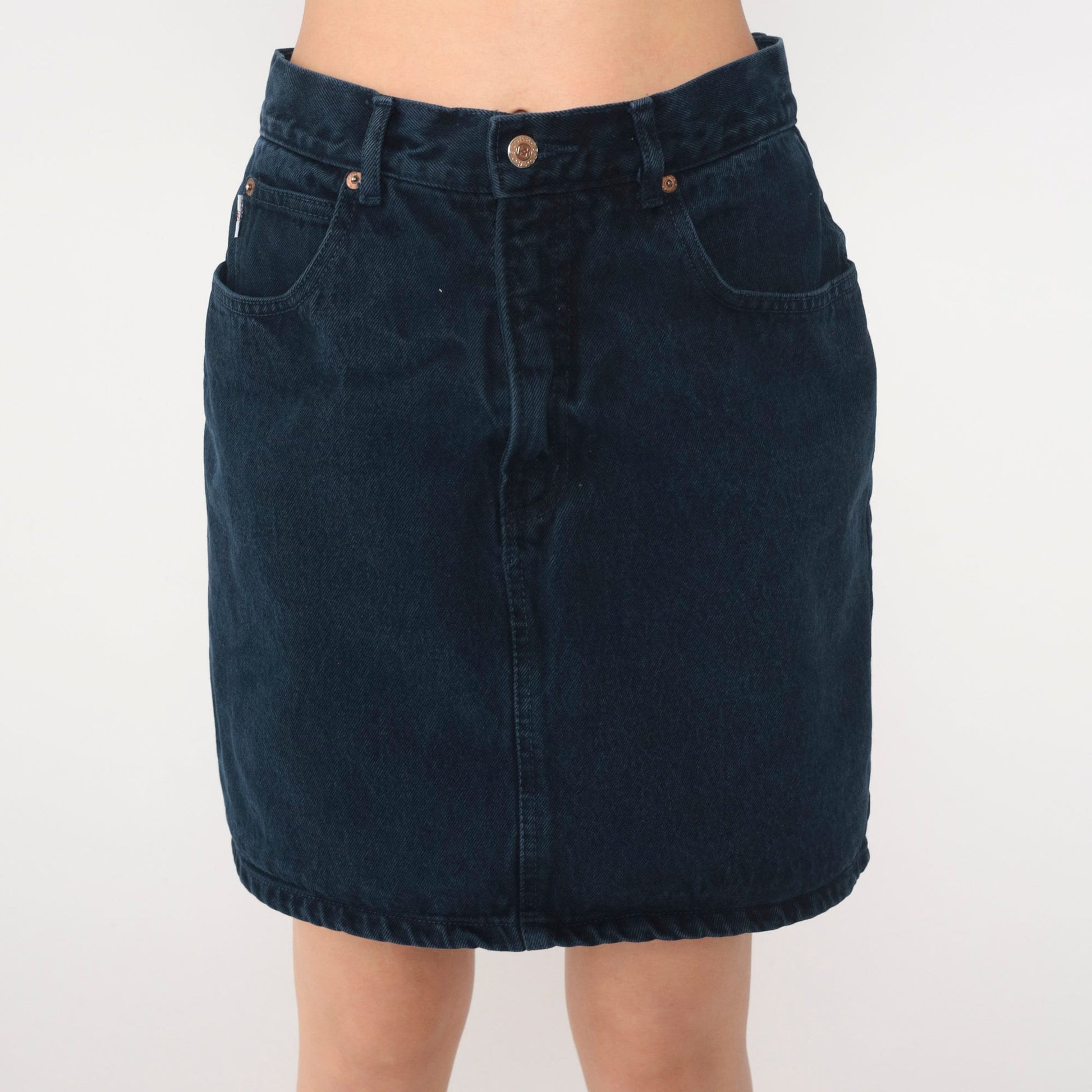 90s Jokko Black Denim Mini Skirt High Waisted Small