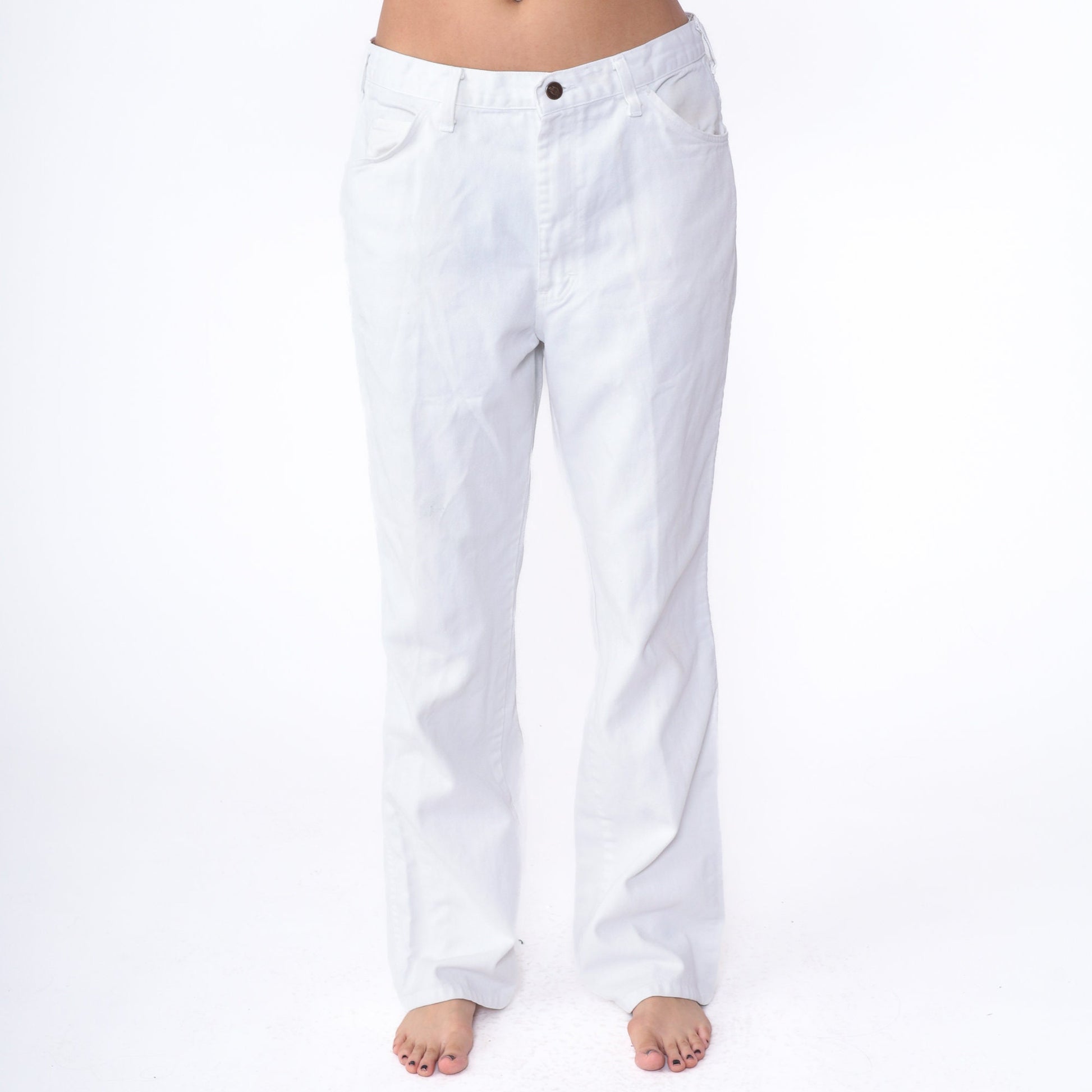 Dickies White Denim Jeans High Rise Straight Leg Workwear 00s Men's Large 36x34