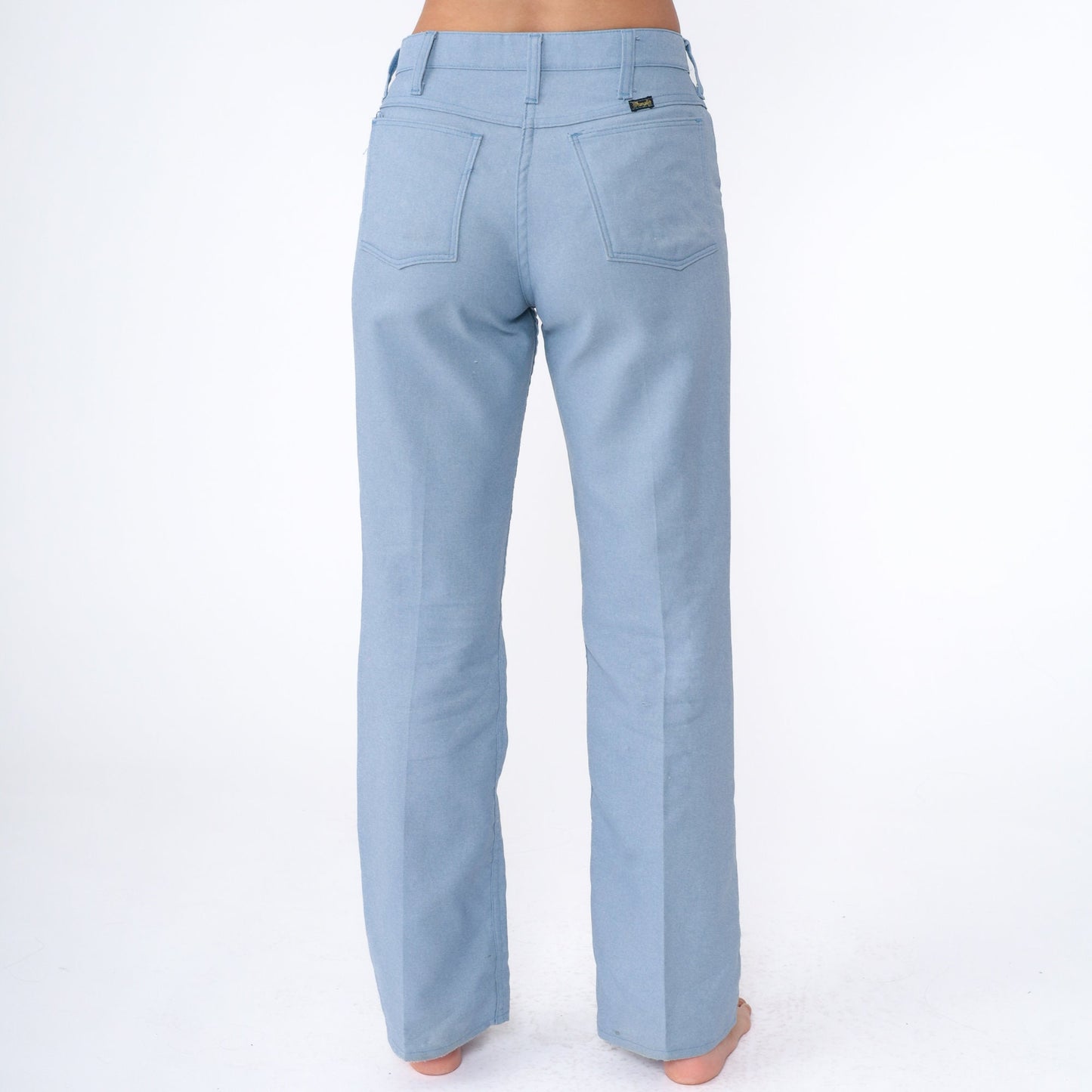 70s Wrangler Flared Trousers Baby Blue High Waist Bellbottoms Men's Medium 31
