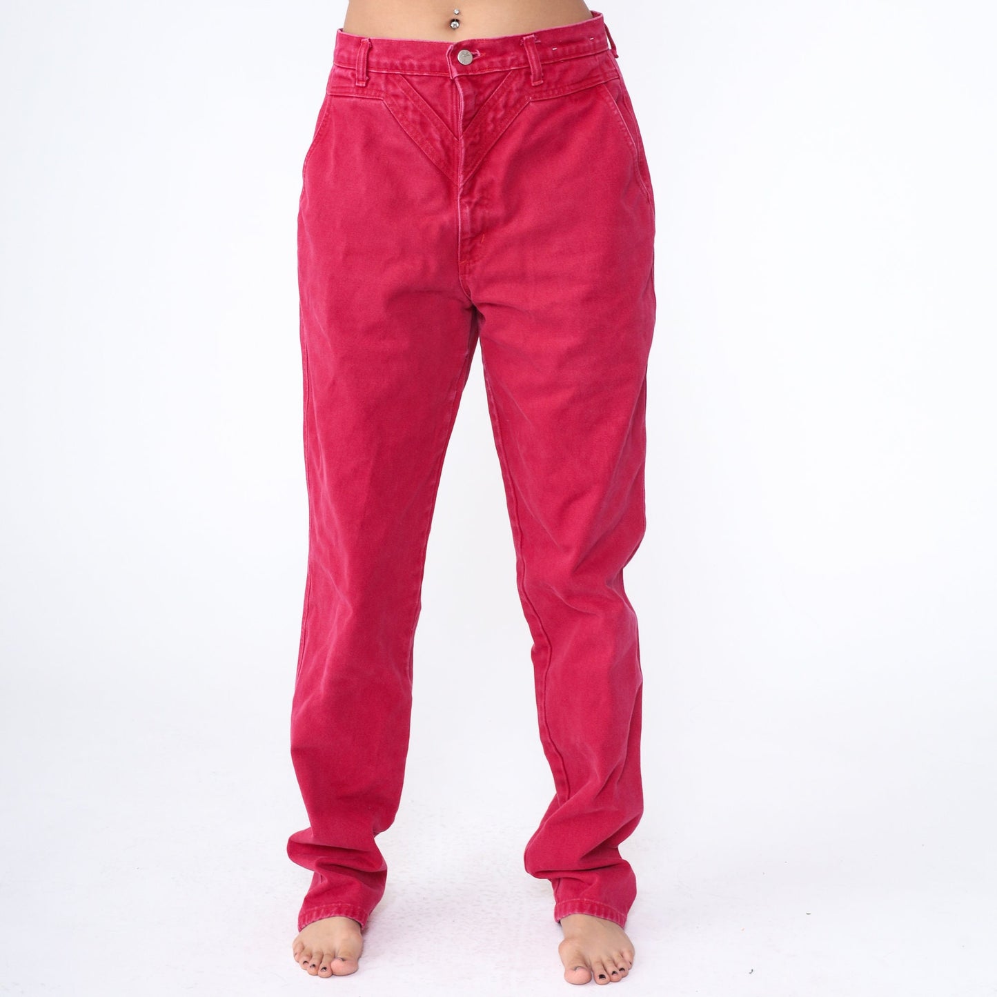 90s Panhandle Slim Red Denim High Waisted Yoke Jeans Tapered Leg Extra Large