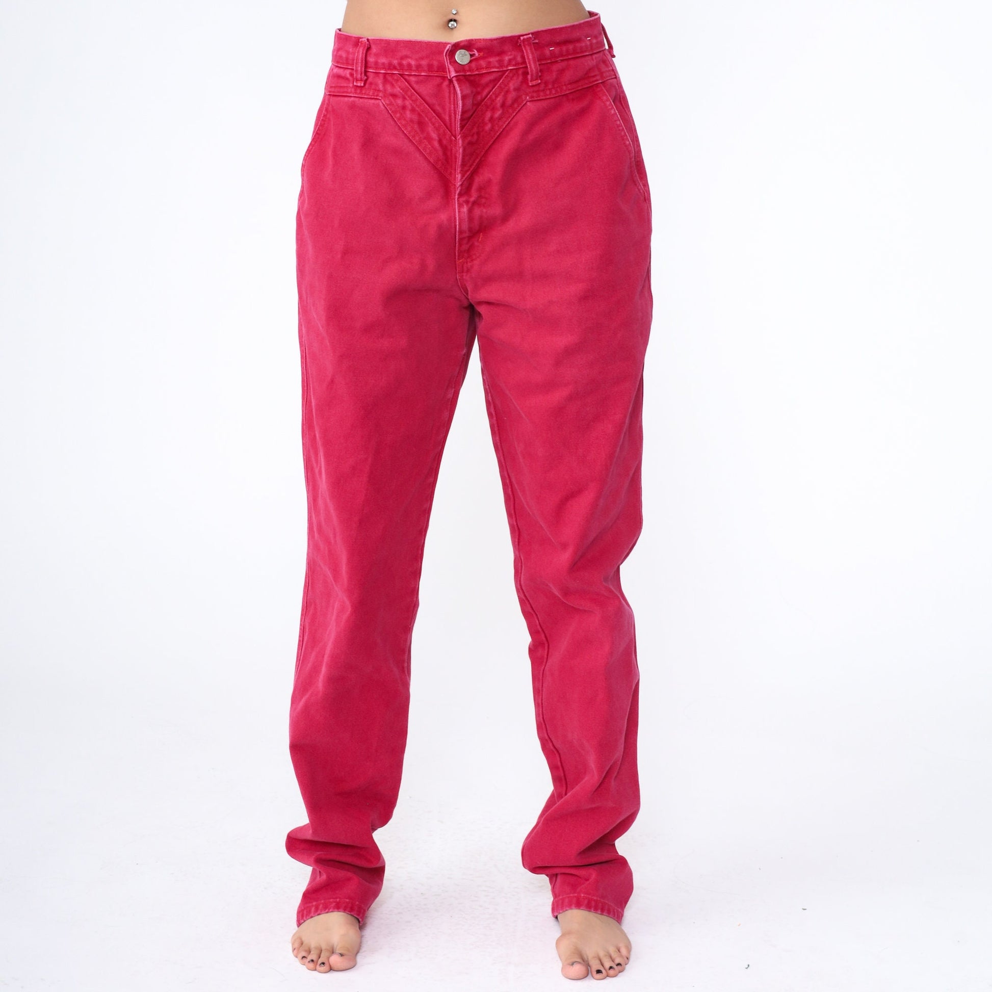 90s Panhandle Slim Red Denim High Waisted Yoke Jeans Tapered Leg Extra Large