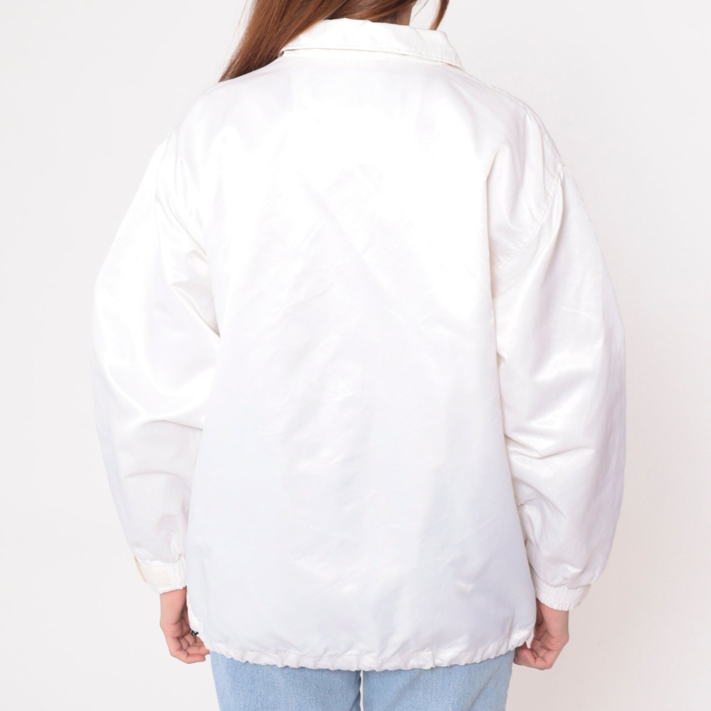 90s U.S. Polo Assn. White Nylon Windbreaker Snap Jacket Extra Large