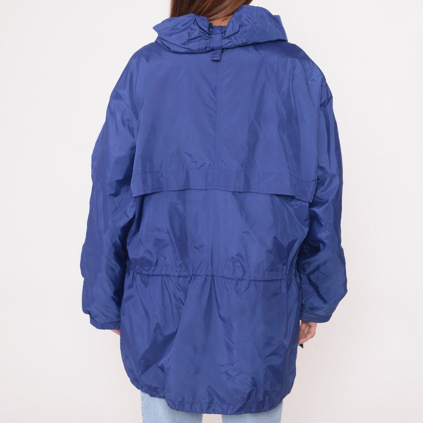 Eddie Bauer 90s Purple Windbreaker Jacket Hooded Nylon Zip Snap Medium