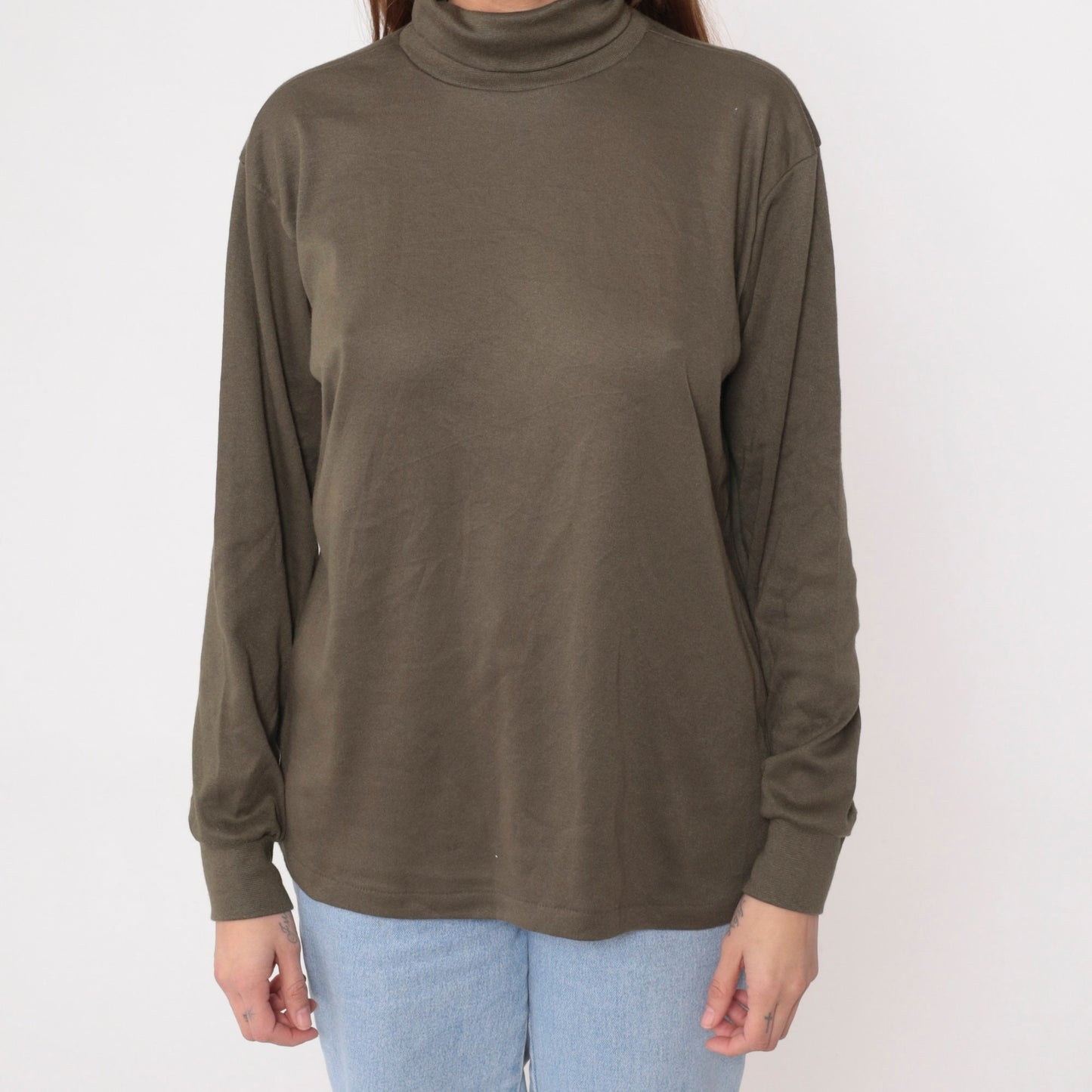 90s Bobbie Brooks Brown Turtleneck Long Sleeve Shirt Large L