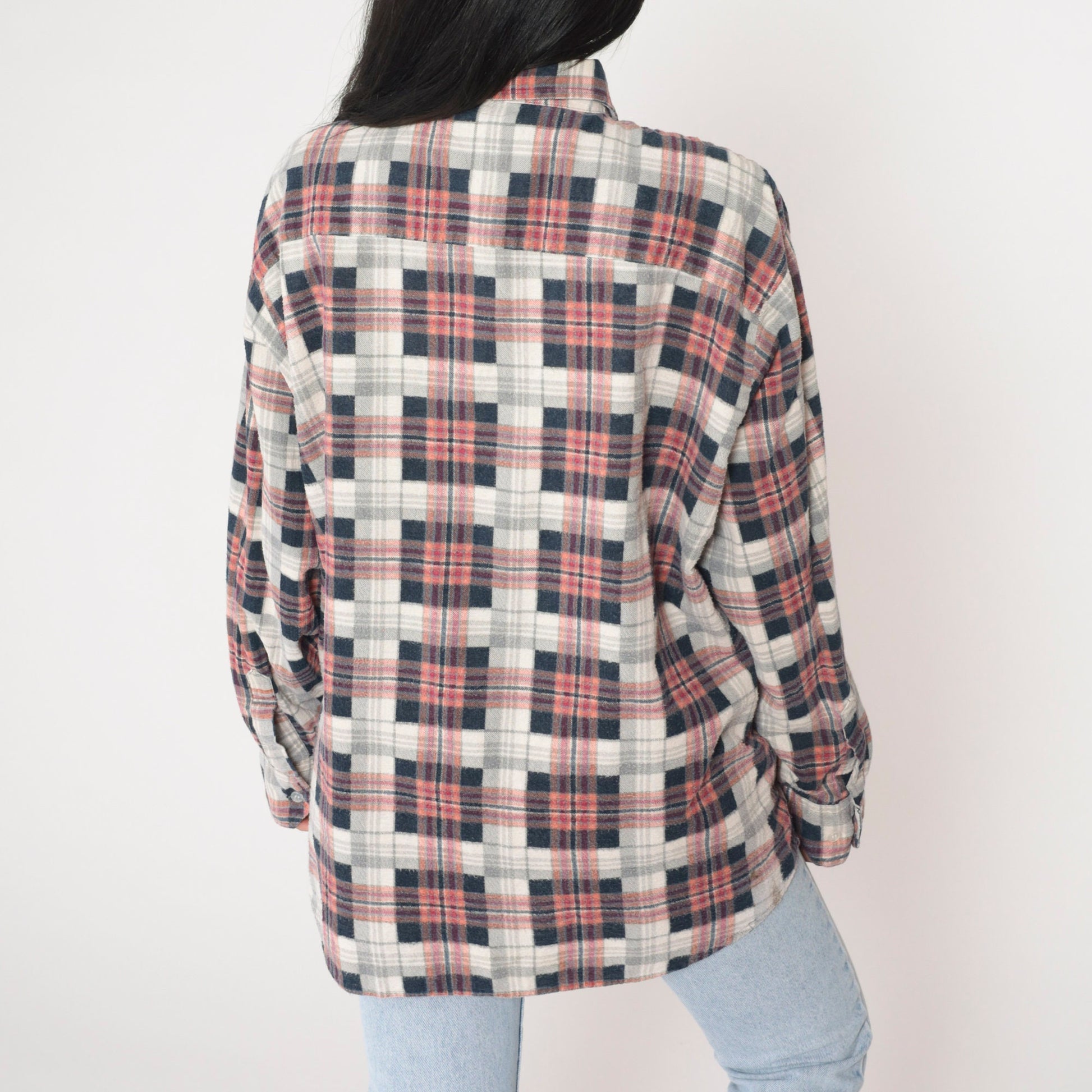 90s Plaid Flannel Button-Up Shirt Long Sleeve Lumberjack Extra Large XL