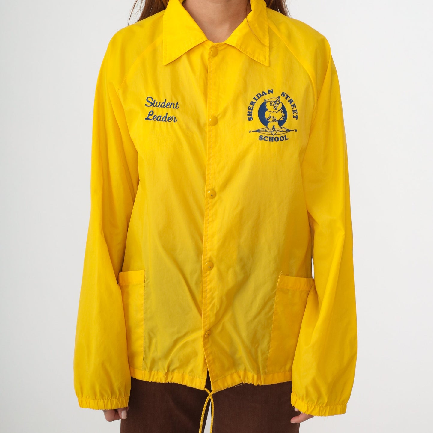 80s Sheridan Street Elementary School Student Leader Windbreaker Yellow Medium