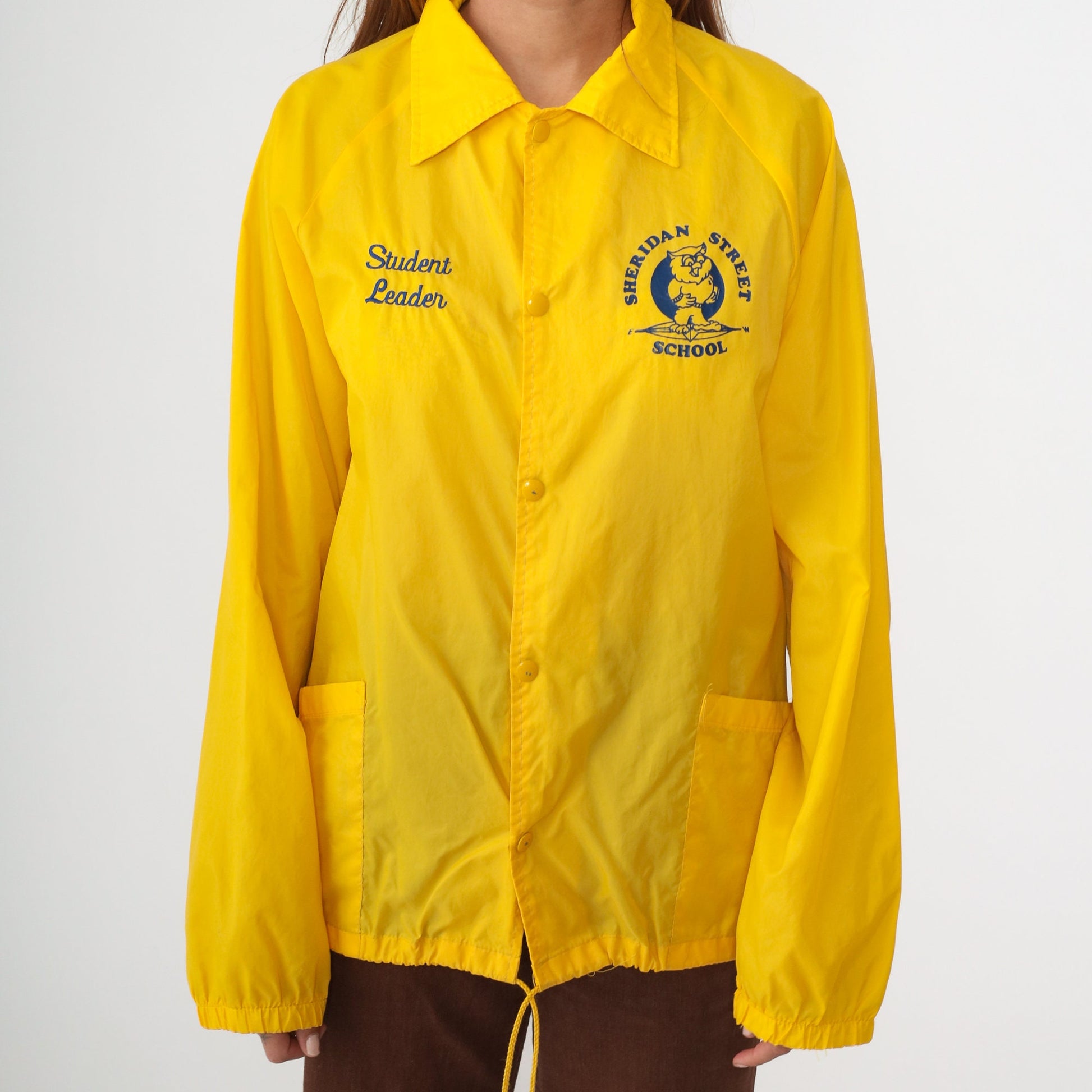 80s Sheridan Street Elementary School Student Leader Windbreaker Yellow Medium