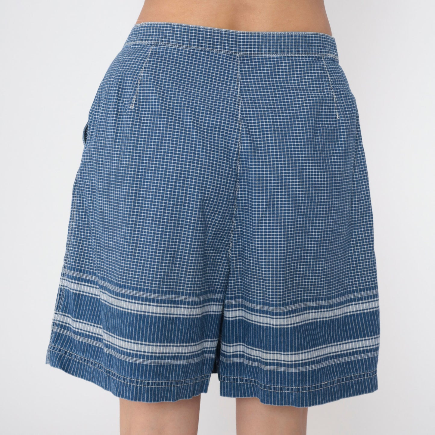 90s Liz Claiborne Blue Checkered Wrap Skort Cotton High Waisted Large