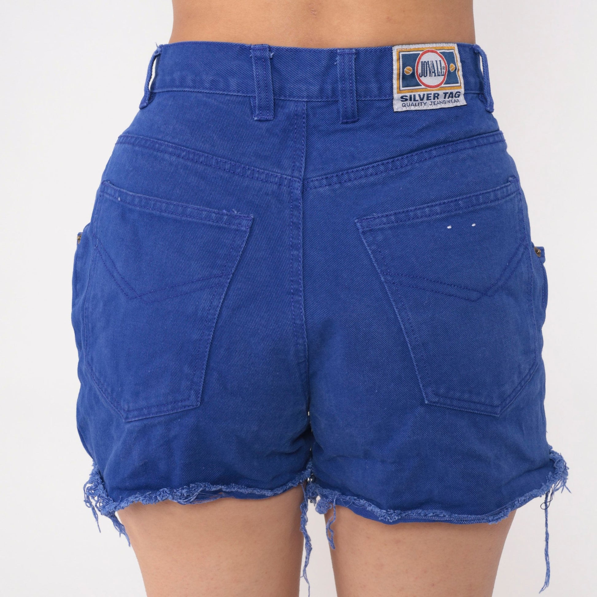 90s Royal Blue Denim Cutoff Shorts High Waisted Frayed Hem Small