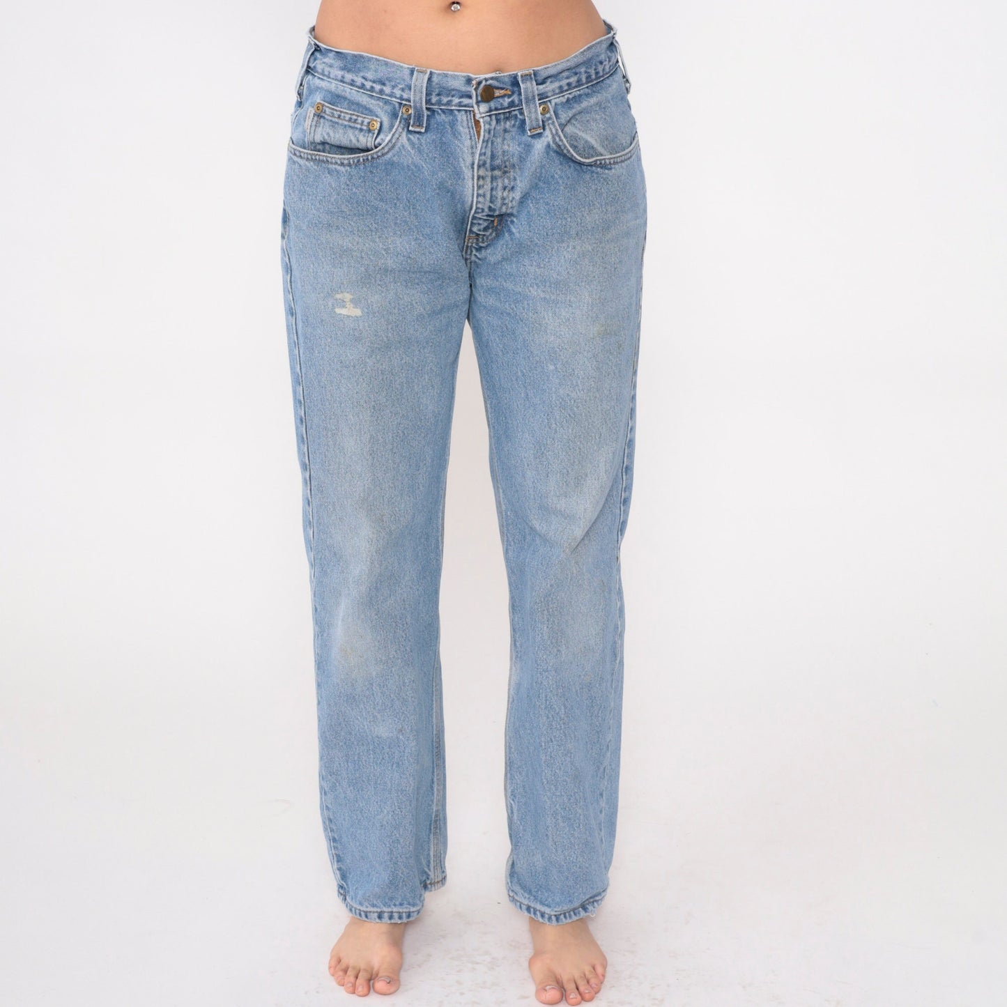 90s Carhartt Straight Leg Jeans Blue Denim Workwear 35x32
