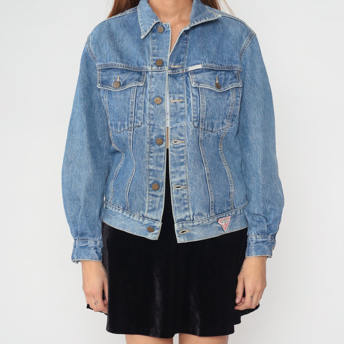 90s Guess Georges Marciano Denim Jacket Blue Button-Up Small S