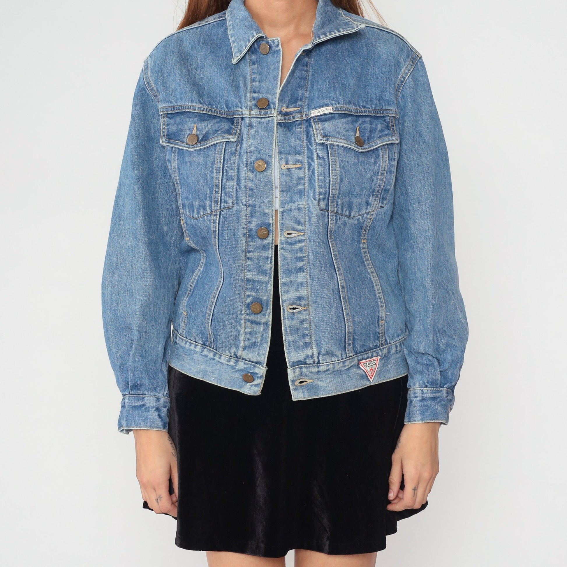 90s Guess Georges Marciano Denim Jacket Blue Button-Up Small S