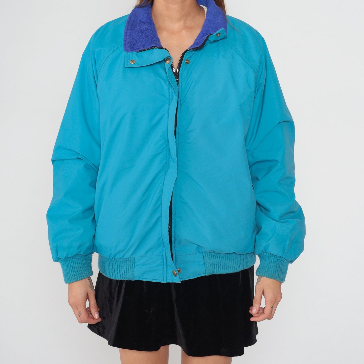 90s REI Goretex Windbreaker Jacket Blue Fleece Lined Large